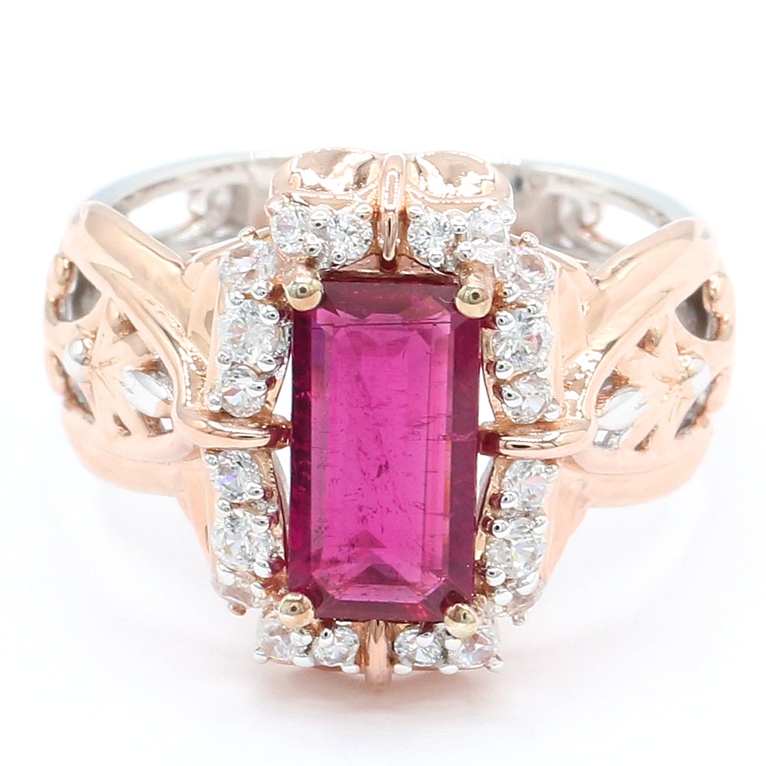 Limited Edition Gems en Vogue One-of-a-Kind 2.55ctw Rubellite & White Zircon Ring