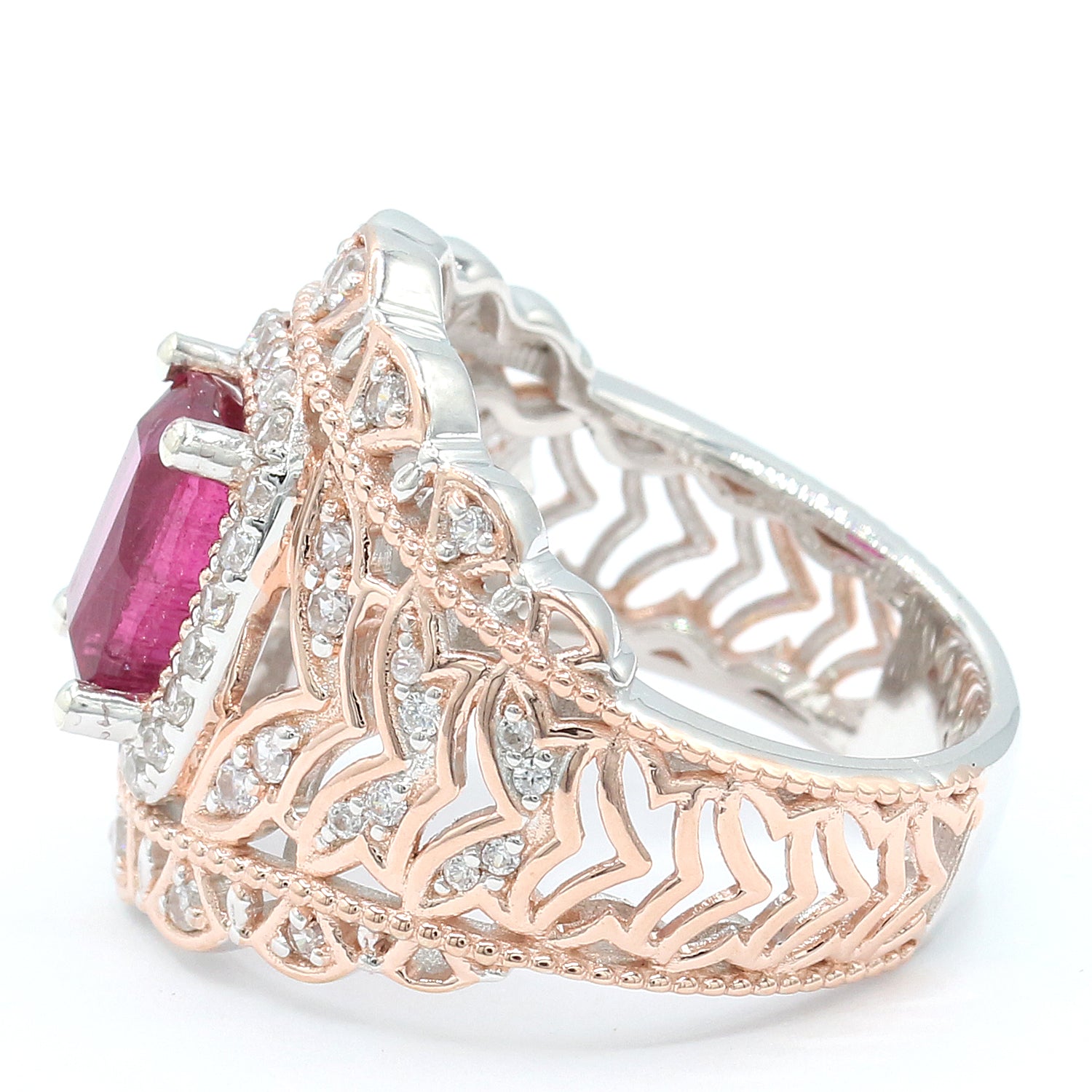 Limited Edition Gems en Vogue One-of-a-Kind 3.45ctw Rubellite & White Zircon Ring