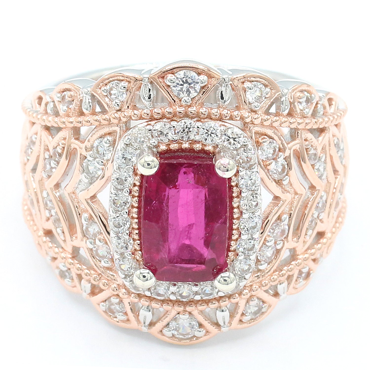 Limited Edition Gems en Vogue One-of-a-Kind 3.45ctw Rubellite & White Zircon Ring