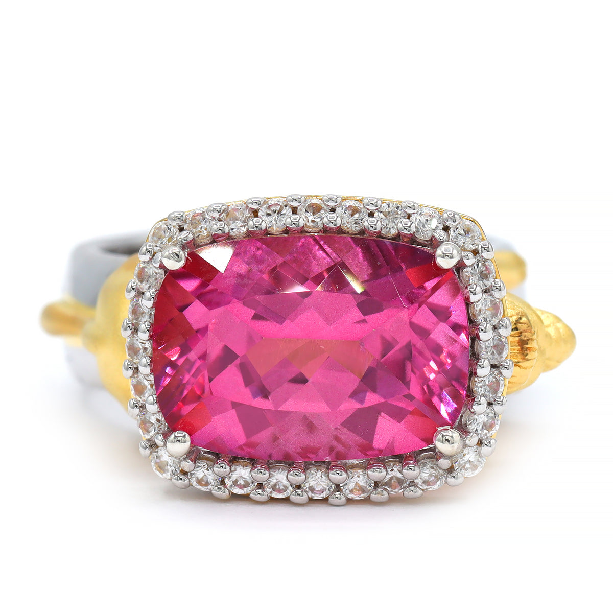 Gems en Vogue One-of-a-Kind 24K Palladium Silver 8.54ctw Pink Topaz & White Zircon Griffin Ring