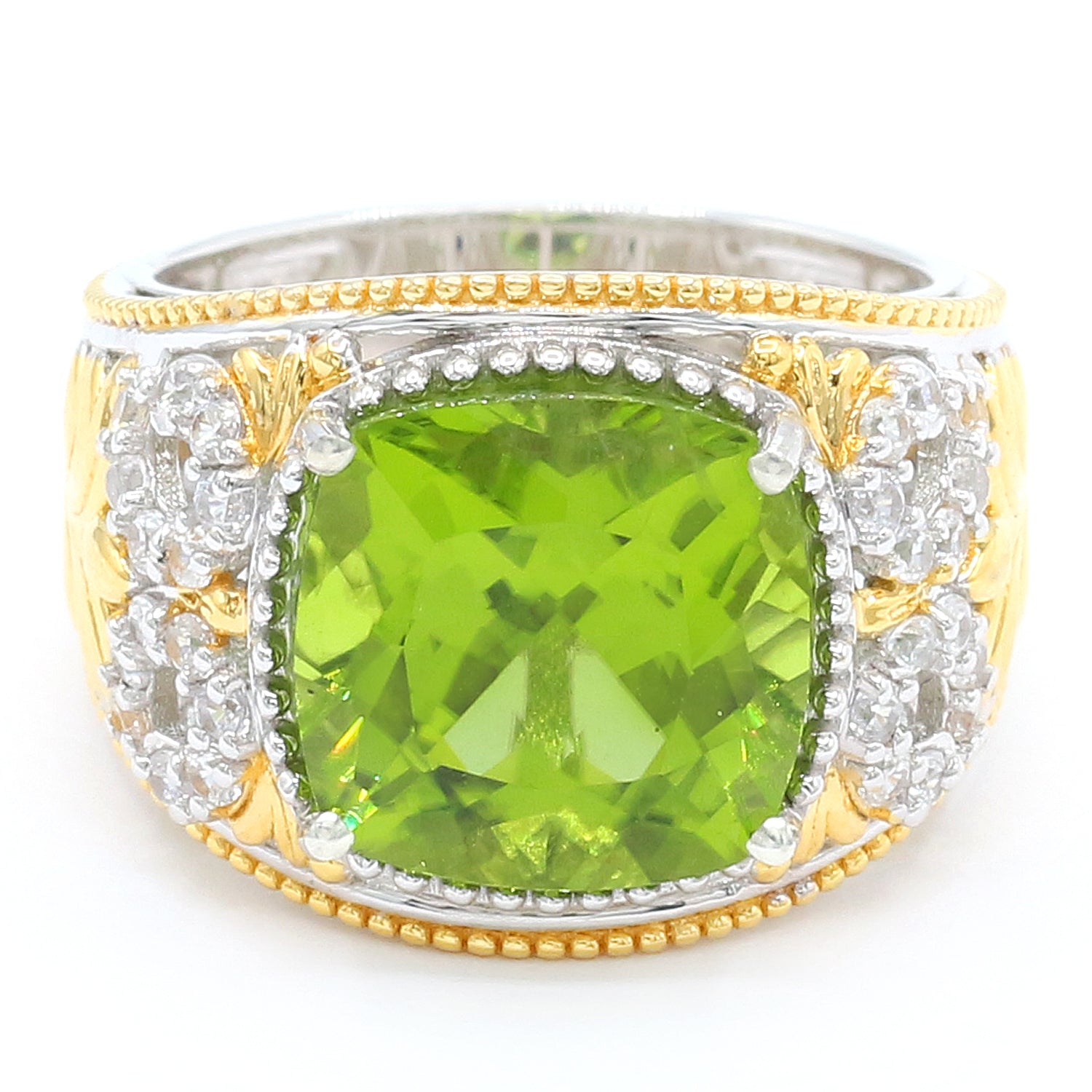 Limited Edition Gems en Vogue 8.14ctw Peridot & White Zircon Ring