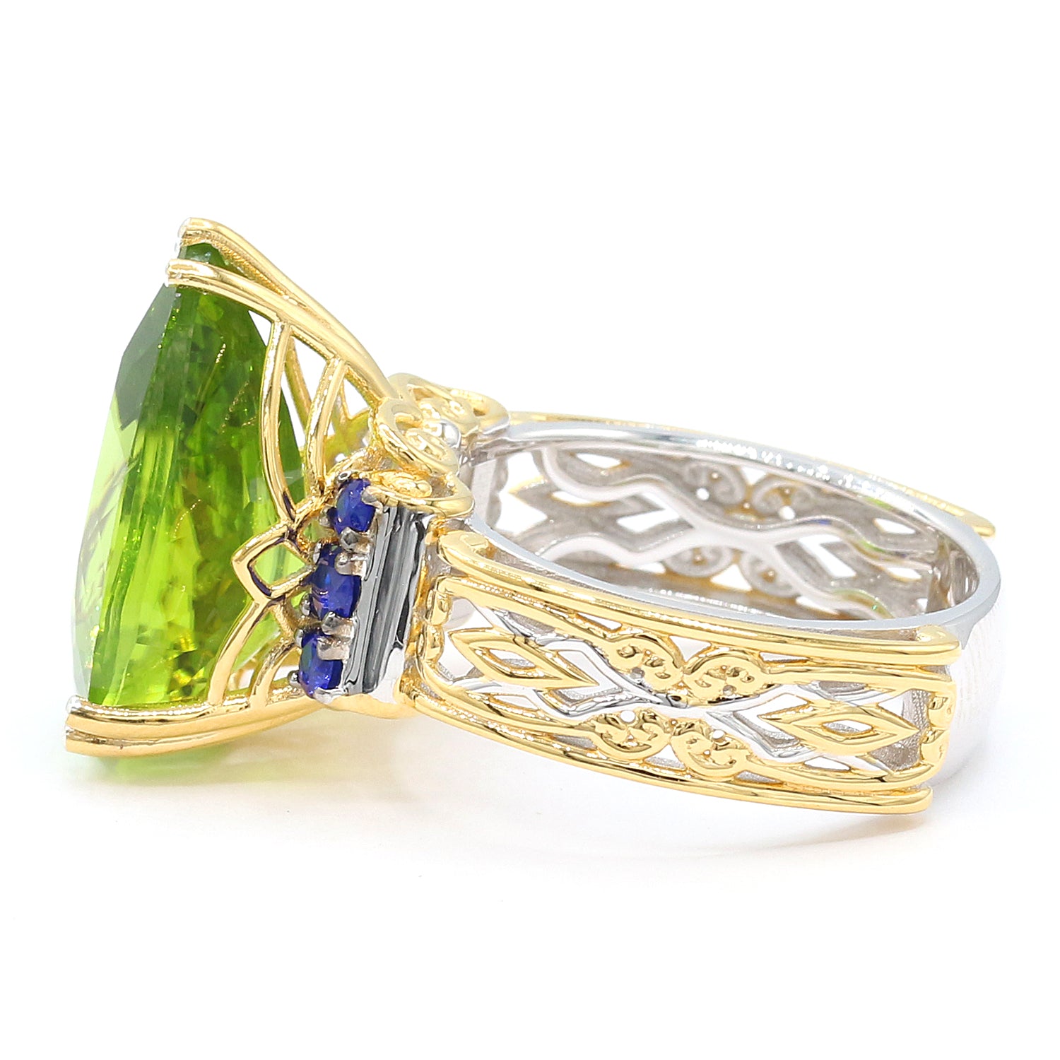 Limited Edition Gems en Vogue One-of-a-Kind 11.54ctw Peridot & Cobalt Blue Spinel Ring