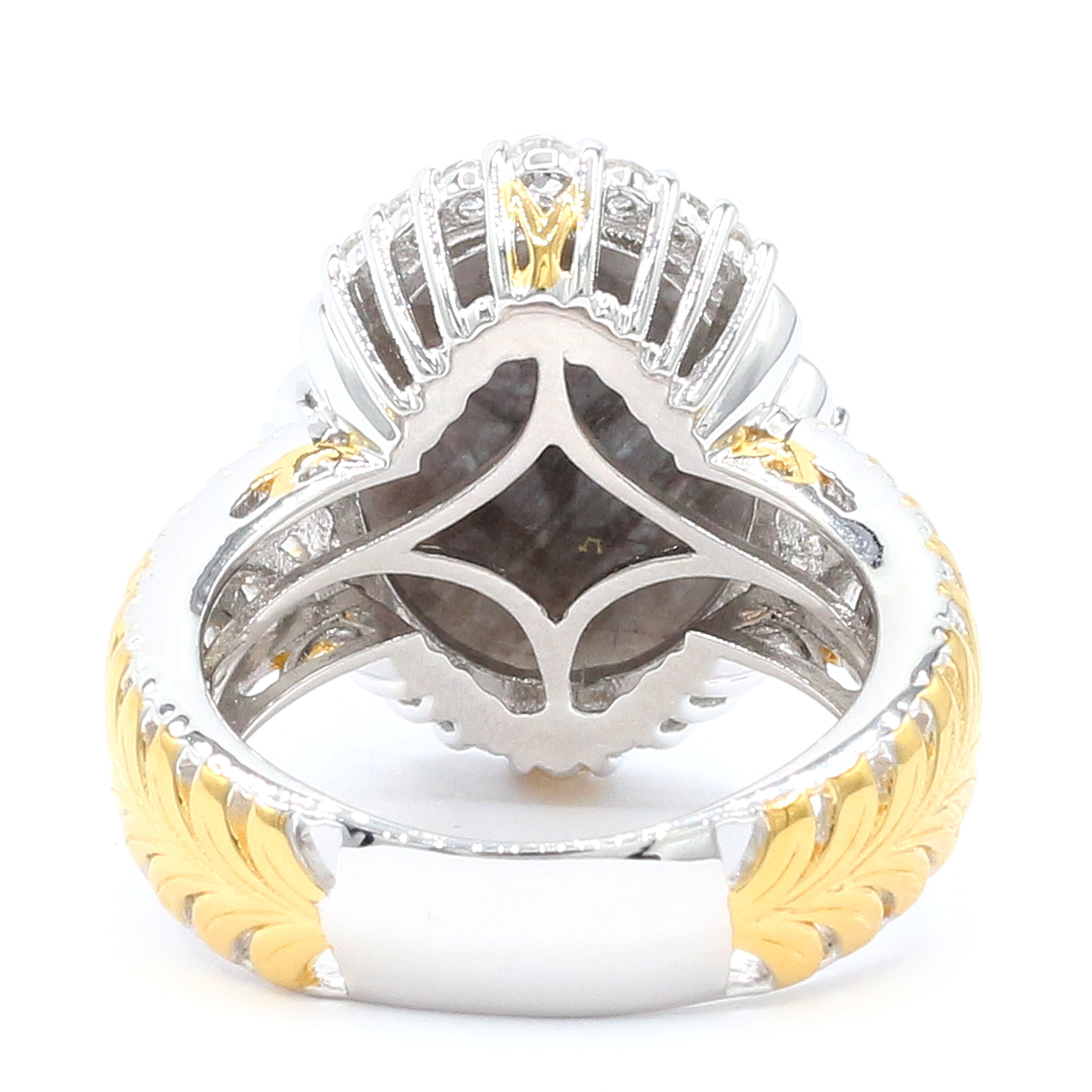 Gems en Vogue 24K Palladium Silver 10.38ctw Silver Sapphire & White Zircon Ring