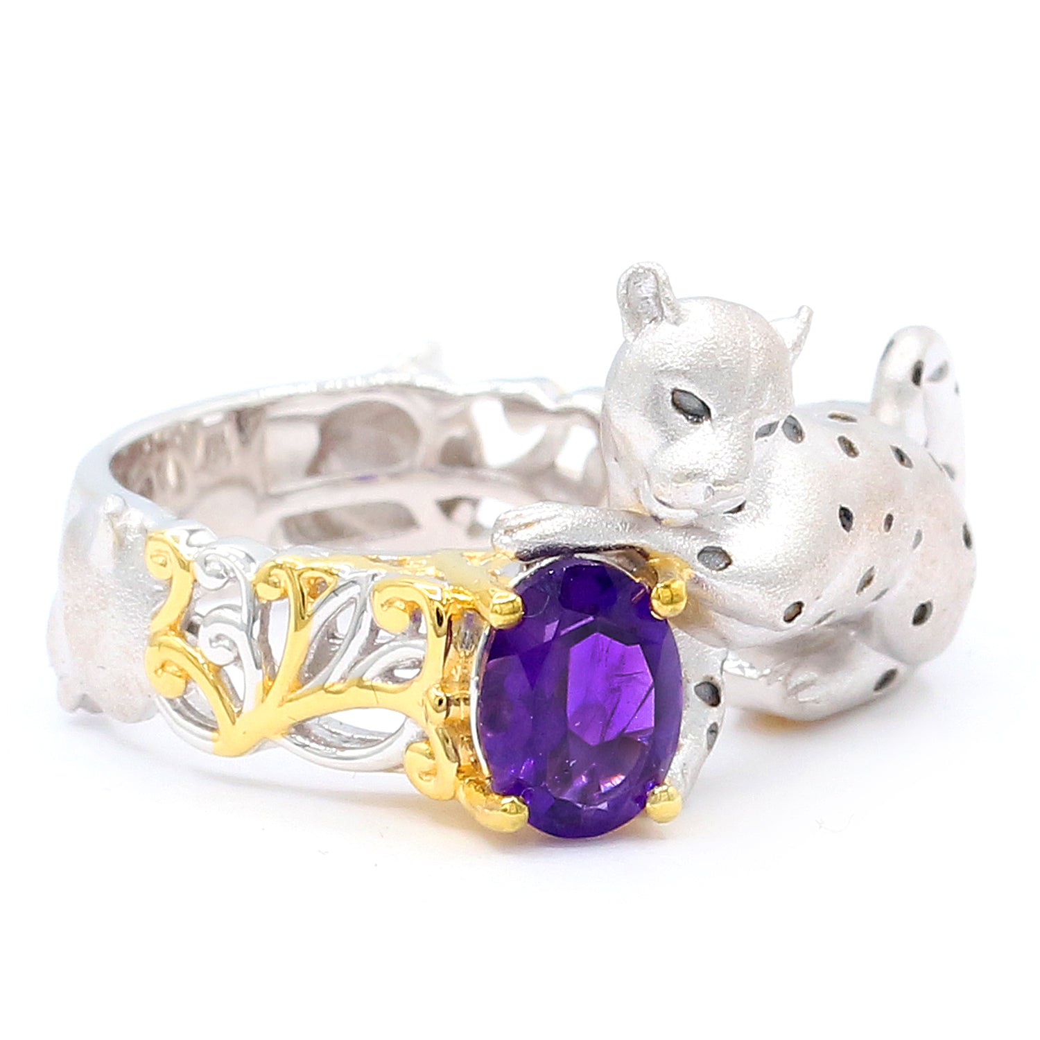 Gems en Vogue 1.14ctw Amethyst Panther Ring