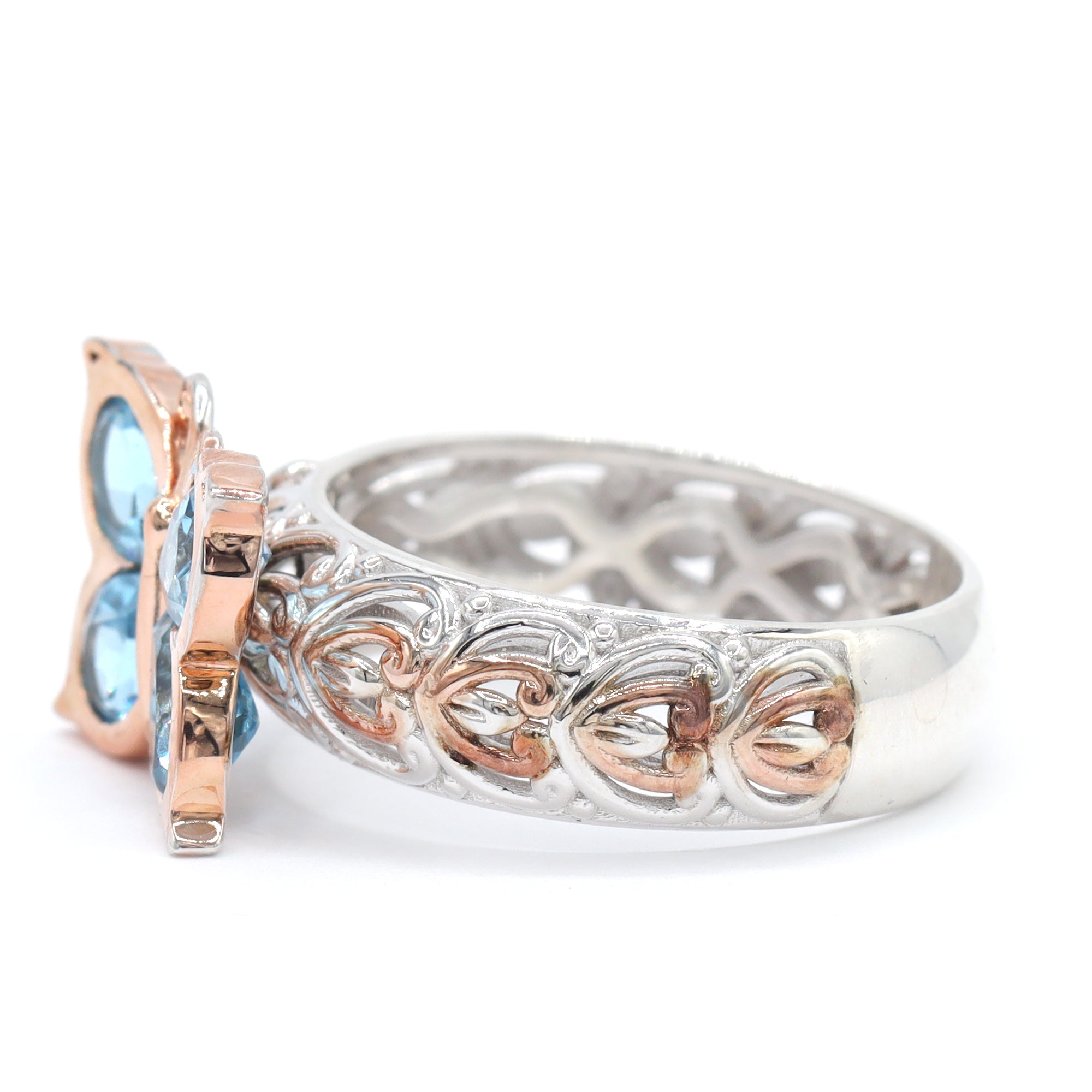 Gems en Vogue One-of-a-Kind 18K Palladium Silver 2.00ctw Blue Topaz Butterfly Ring