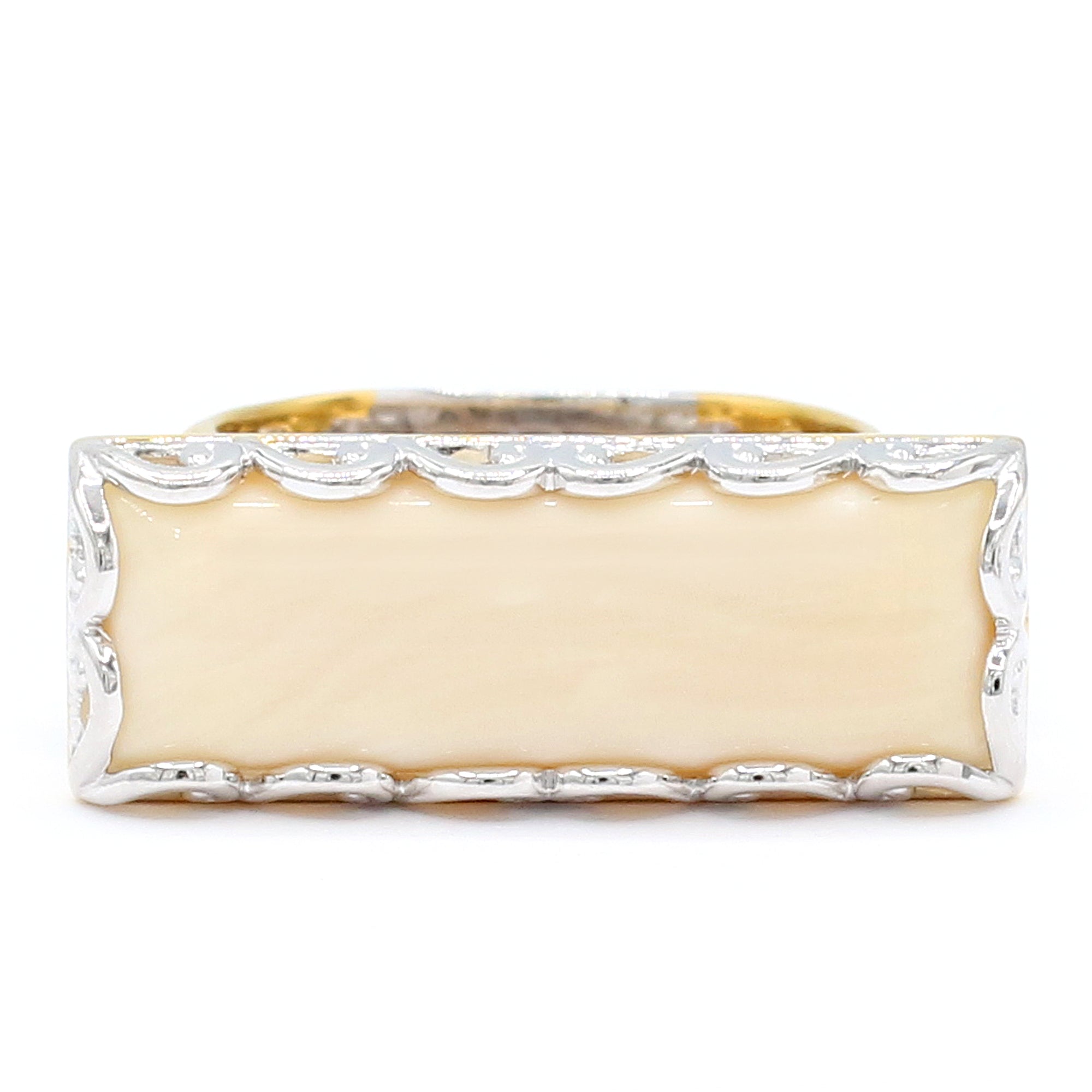 Gems en Vogue 24K Palladium Silver White Coral Playful Panther Ring