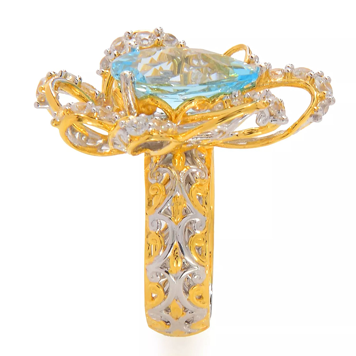 Gems en Vogue 7.33ctw Blue Topaz & White Zircon Ring