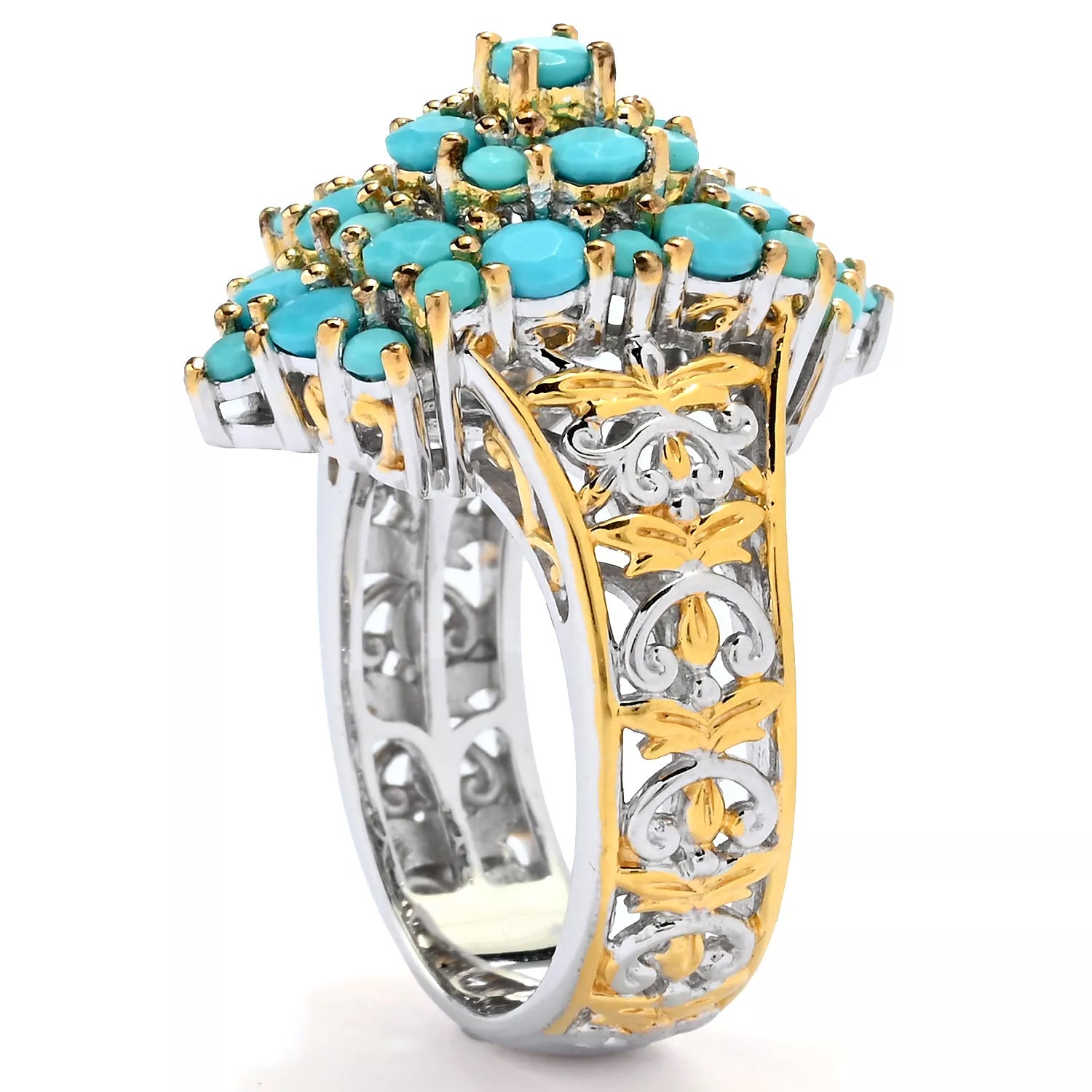 Gems en Vogue Round Faceted Turquoise Ring