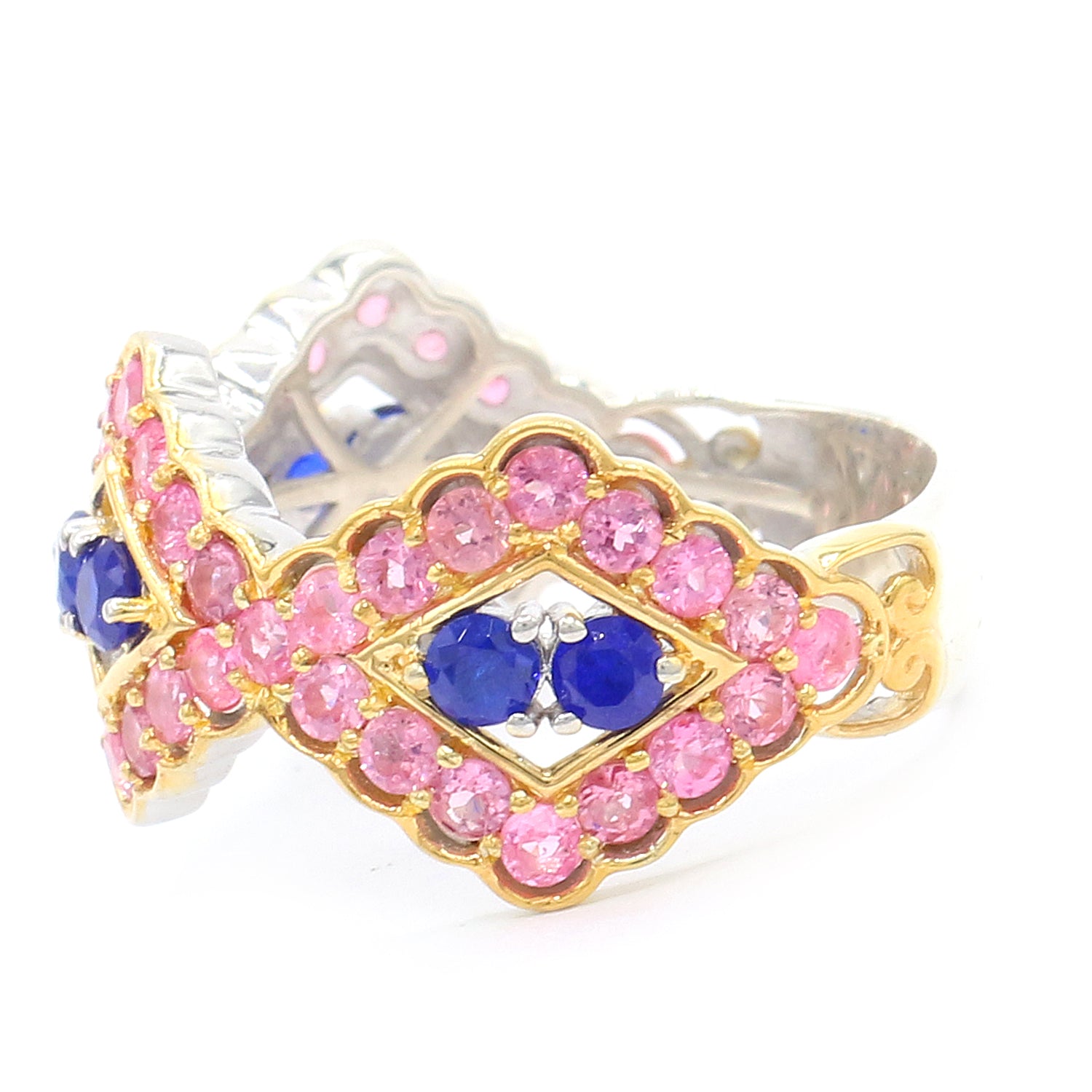 Gems en Vogue One-of-a-Kind 1.89ctw Cobalt Blue Spinel & Pink Spinel Ring