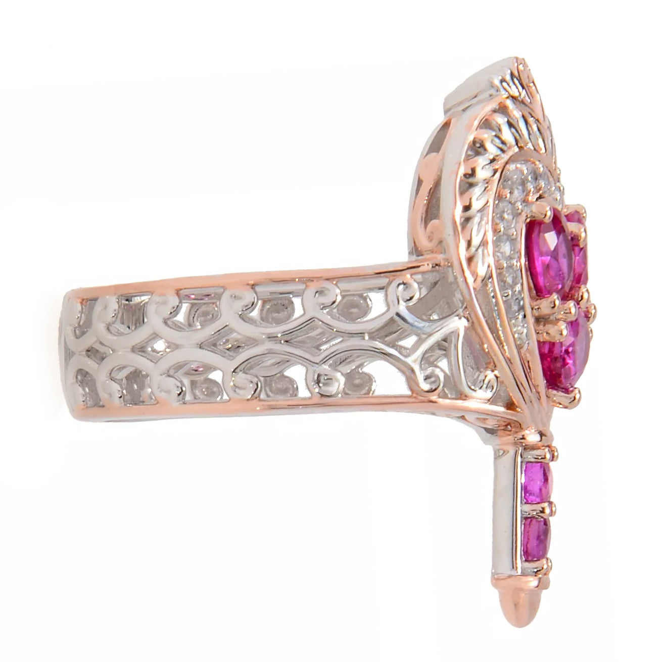 Gems en Vogue 1.22ctw Ruby & White Zircon Heart Key Ring