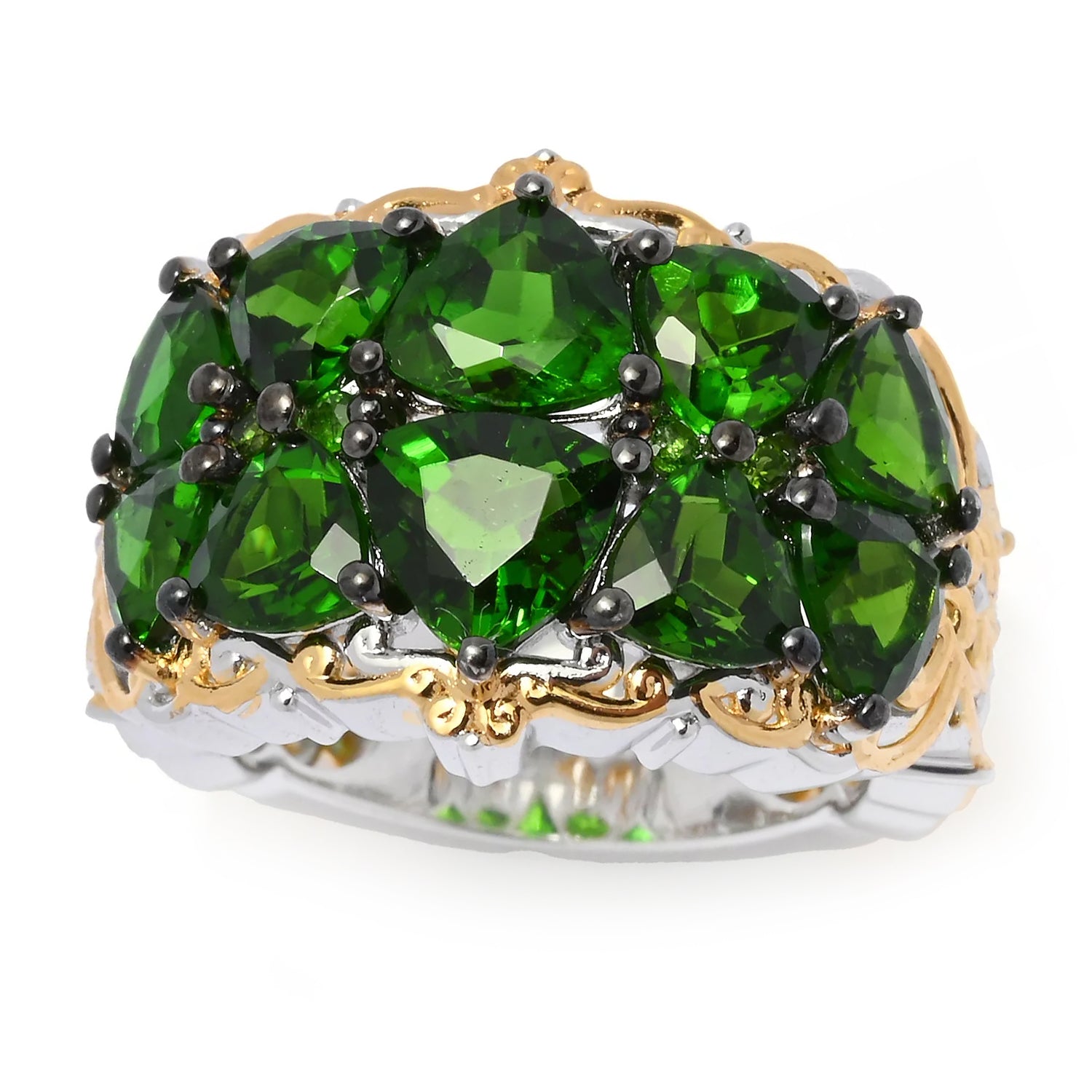 Gems en Vogue 5.80ctw Trillion & Round Chrome Diopside Ring