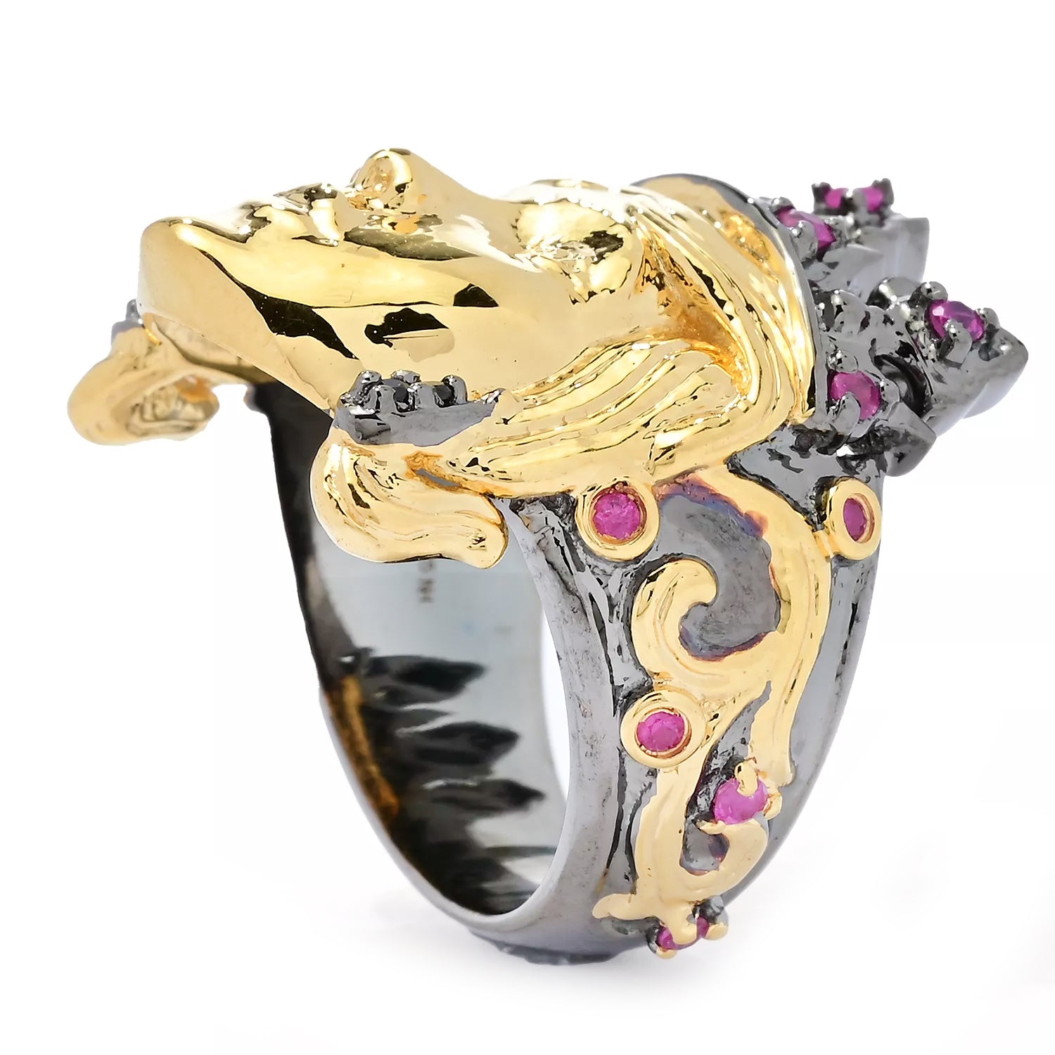 Gems en Vogue 0.37ctw Ruby & Black Spinel Princess Ring