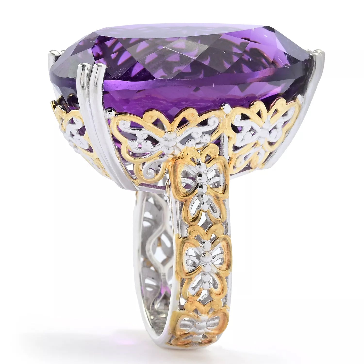 Gems en Vogue 40.00ctw Pear Shape Tanzanian Amethyst Honker Ring