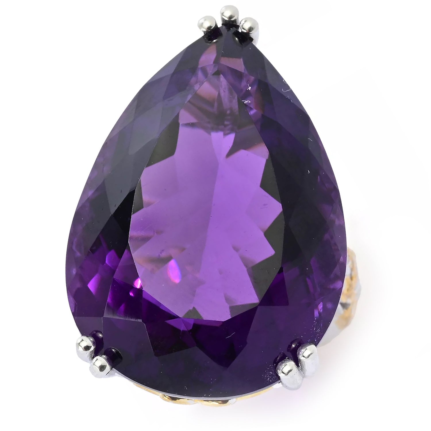 Gems en Vogue 40.00ctw Pear Shape Tanzanian Amethyst Honker Ring