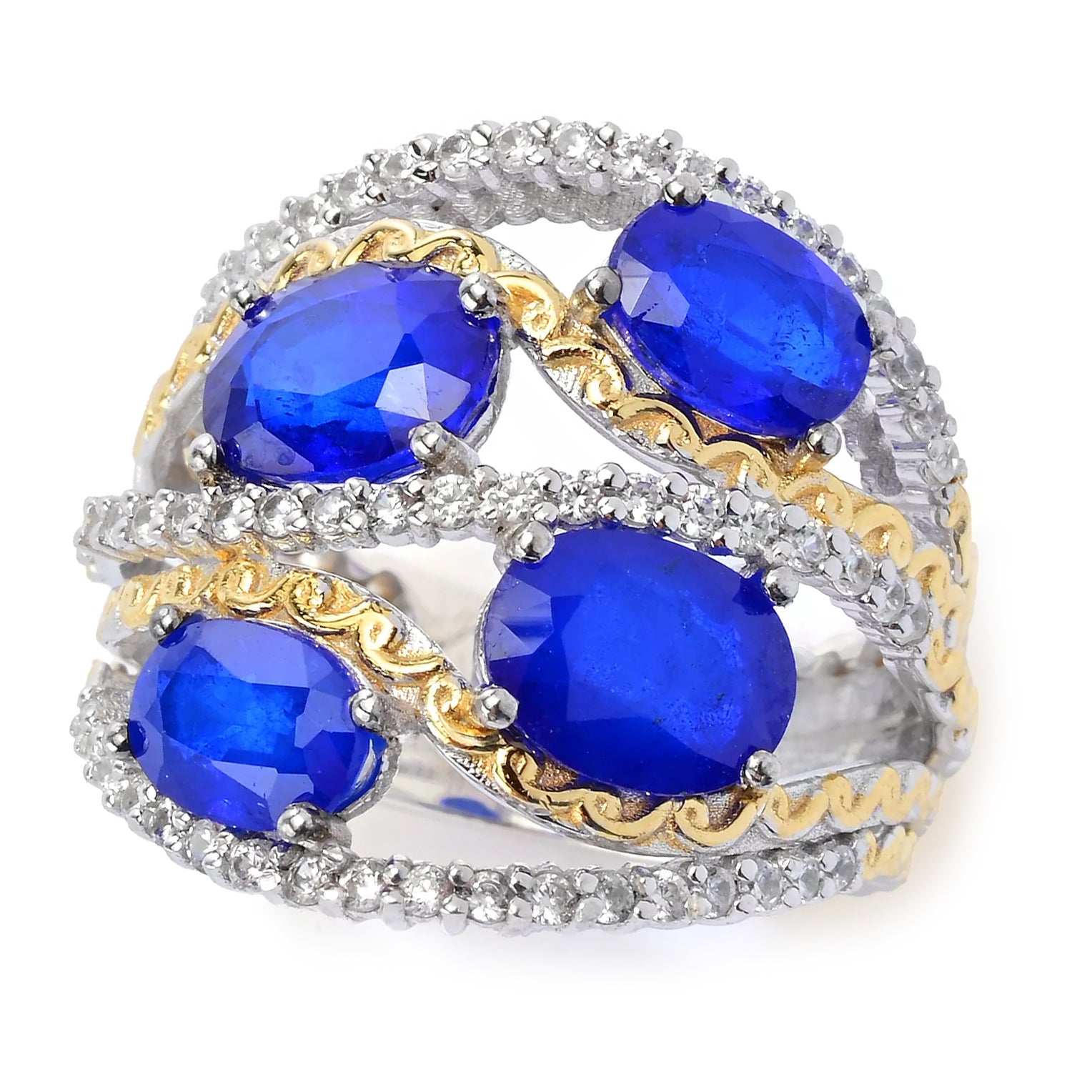 Gems en Vogue 6.06ctw Cobalt Blue Spinel & White Zircon Ring