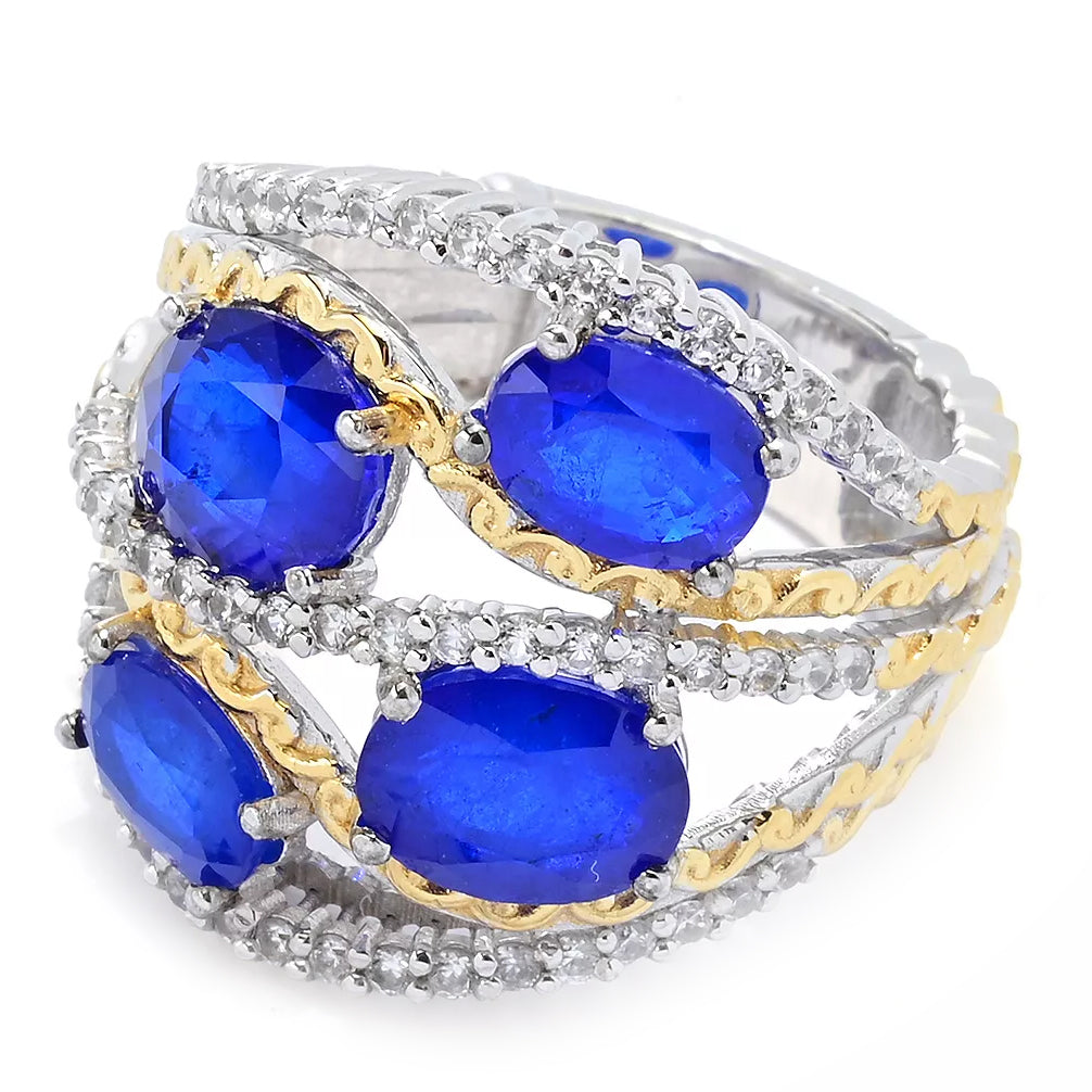 Gems en Vogue 6.06ctw Cobalt Blue Spinel & White Zircon Ring