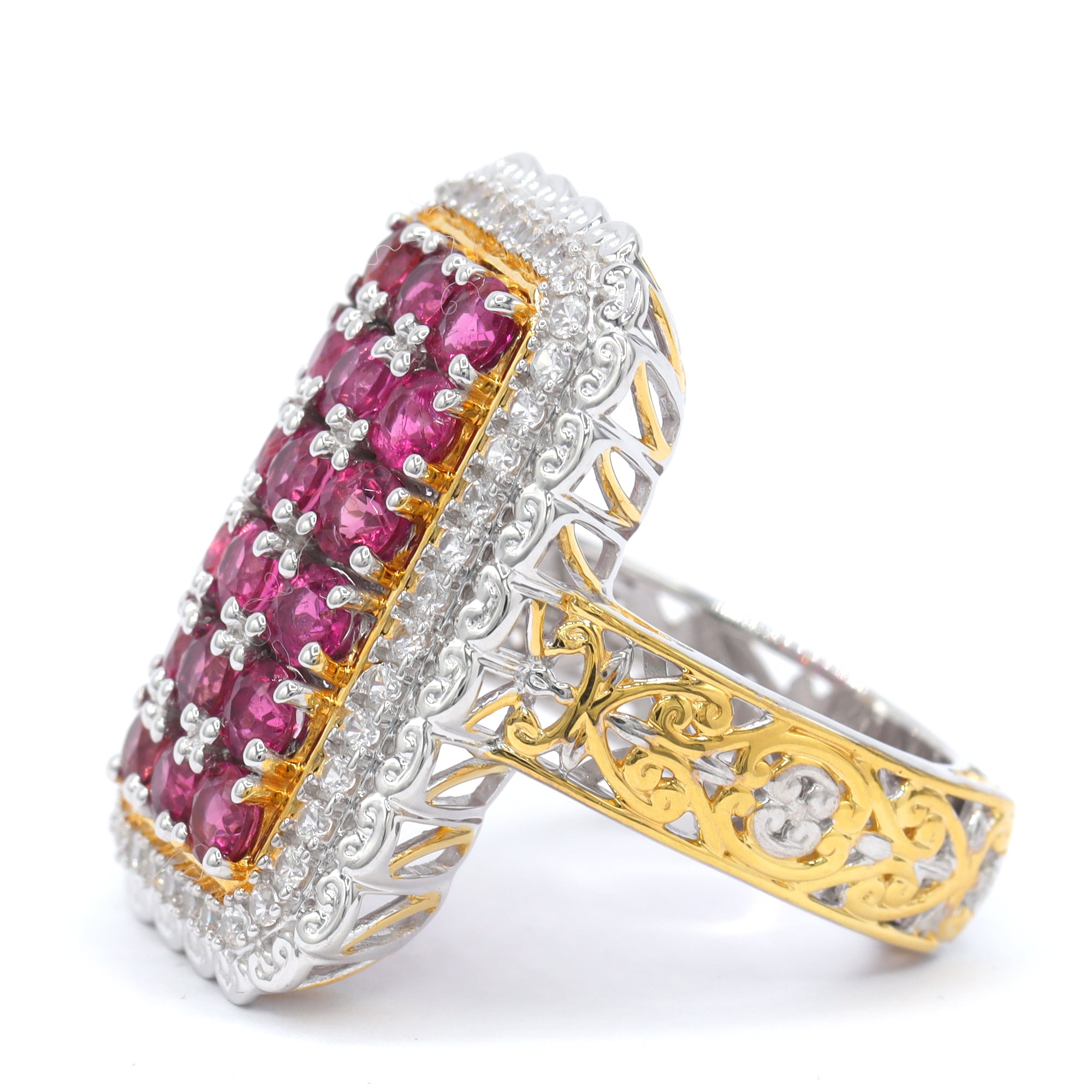 Gems en Vogue One-of-a-Kind 24K Palladium Silver 4.50ctw Rubellite & White Zircon Ring
