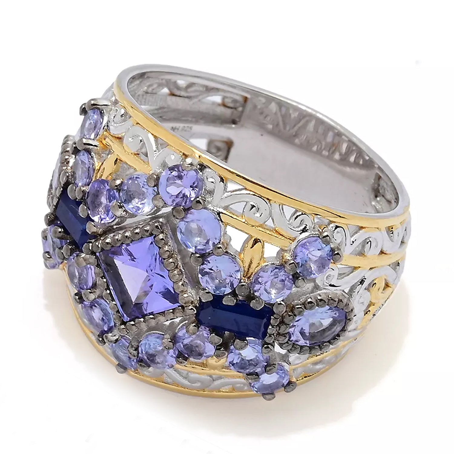 Gems en Vogue 2.43ctw Multi Shape Tanzanite & Cobalt Blue Spinel Ring