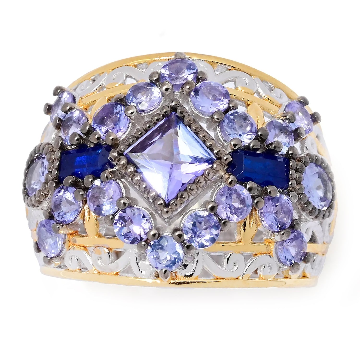 Gems en Vogue 2.43ctw Multi Shape Tanzanite & Cobalt Blue Spinel Ring