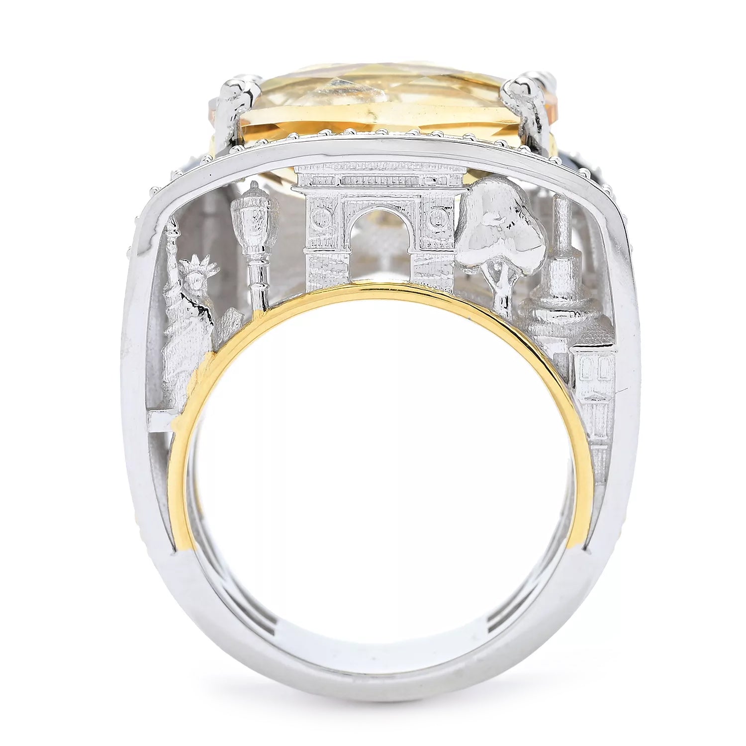 Gems en Vogue 5.85ctw Yellow Citrine & White Zircon New York Yellow Taxi Cab Ring