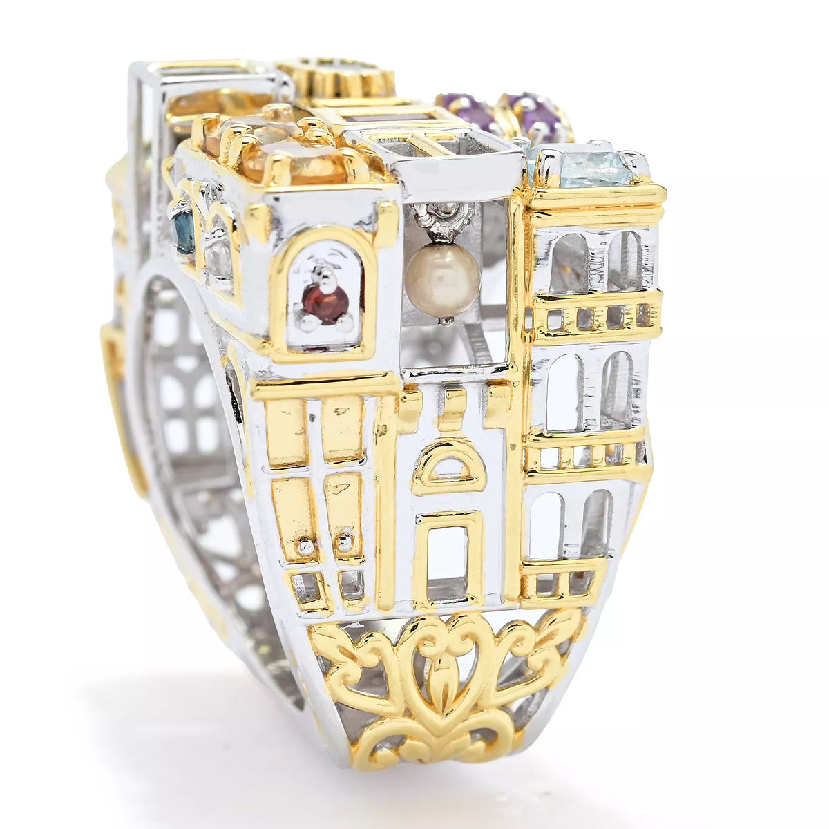 Gems en Vogue 24K Palladium Silver 2.96ctw Multi Gemstones SoHo Ring