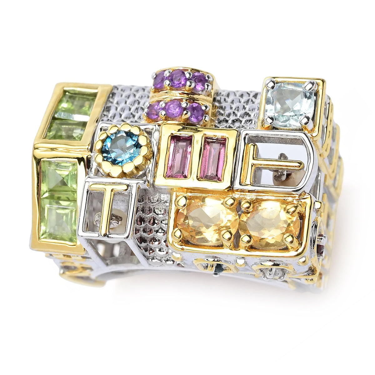 Gems en Vogue 24K Palladium Silver 2.96ctw Multi Gemstones SoHo Ring