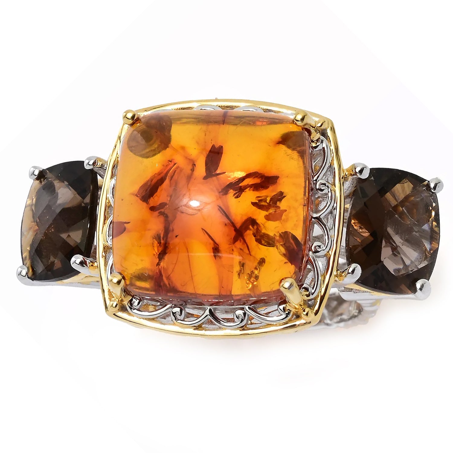 Gems en Vogue Amber & Smoky Quartz Ring