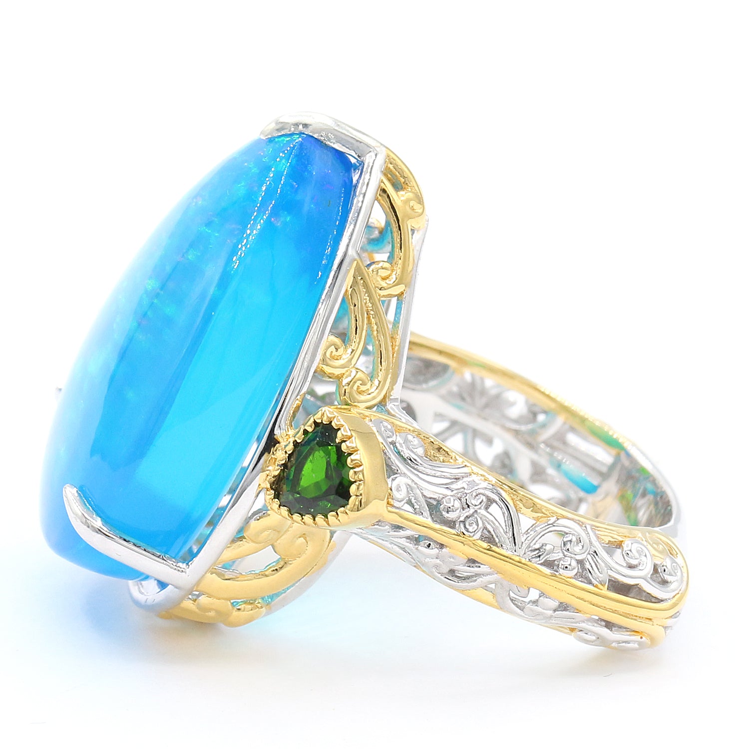 Limited Edition Gems en Vogue Luxe, One-of-a-Kind 24.49ctw Paraiba Opal & Chrome Diopside Ring