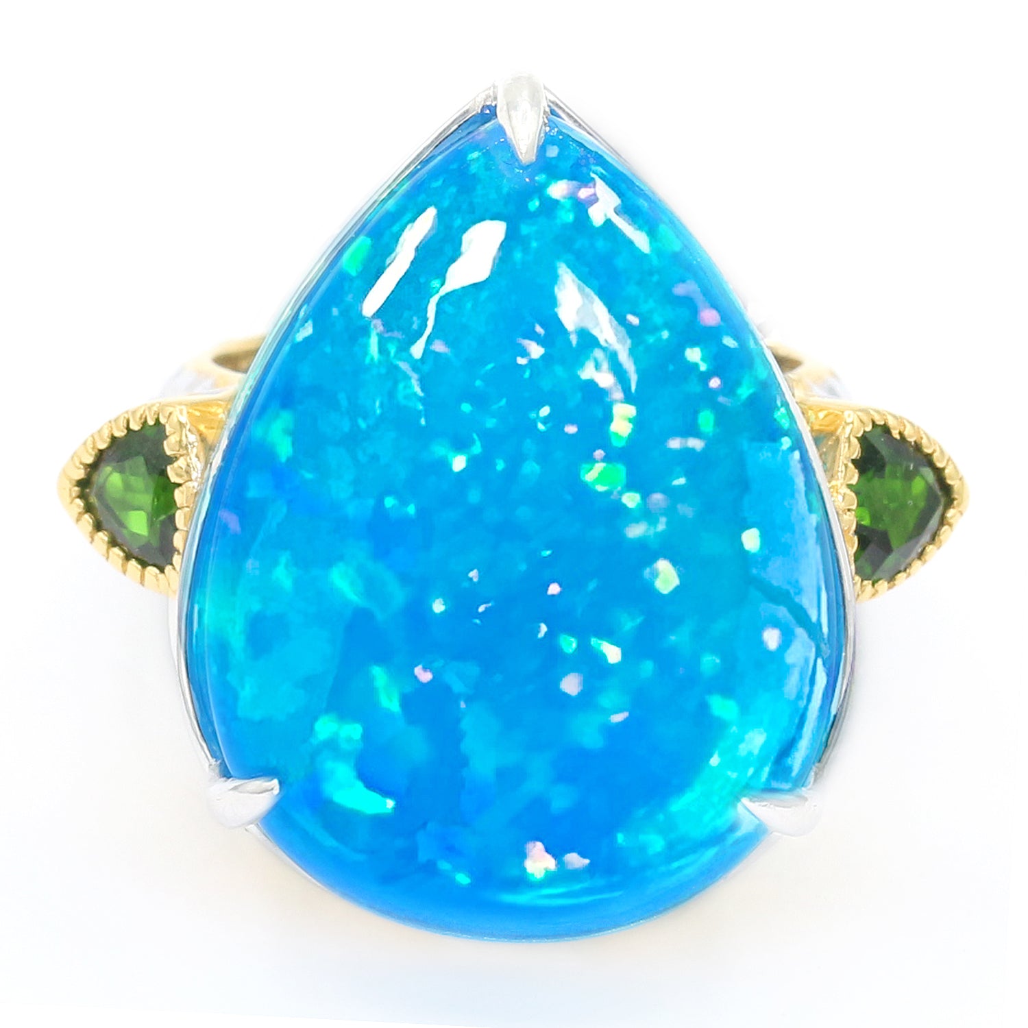 Limited Edition Gems en Vogue Luxe, One-of-a-Kind 24.49ctw Paraiba Opal & Chrome Diopside Ring