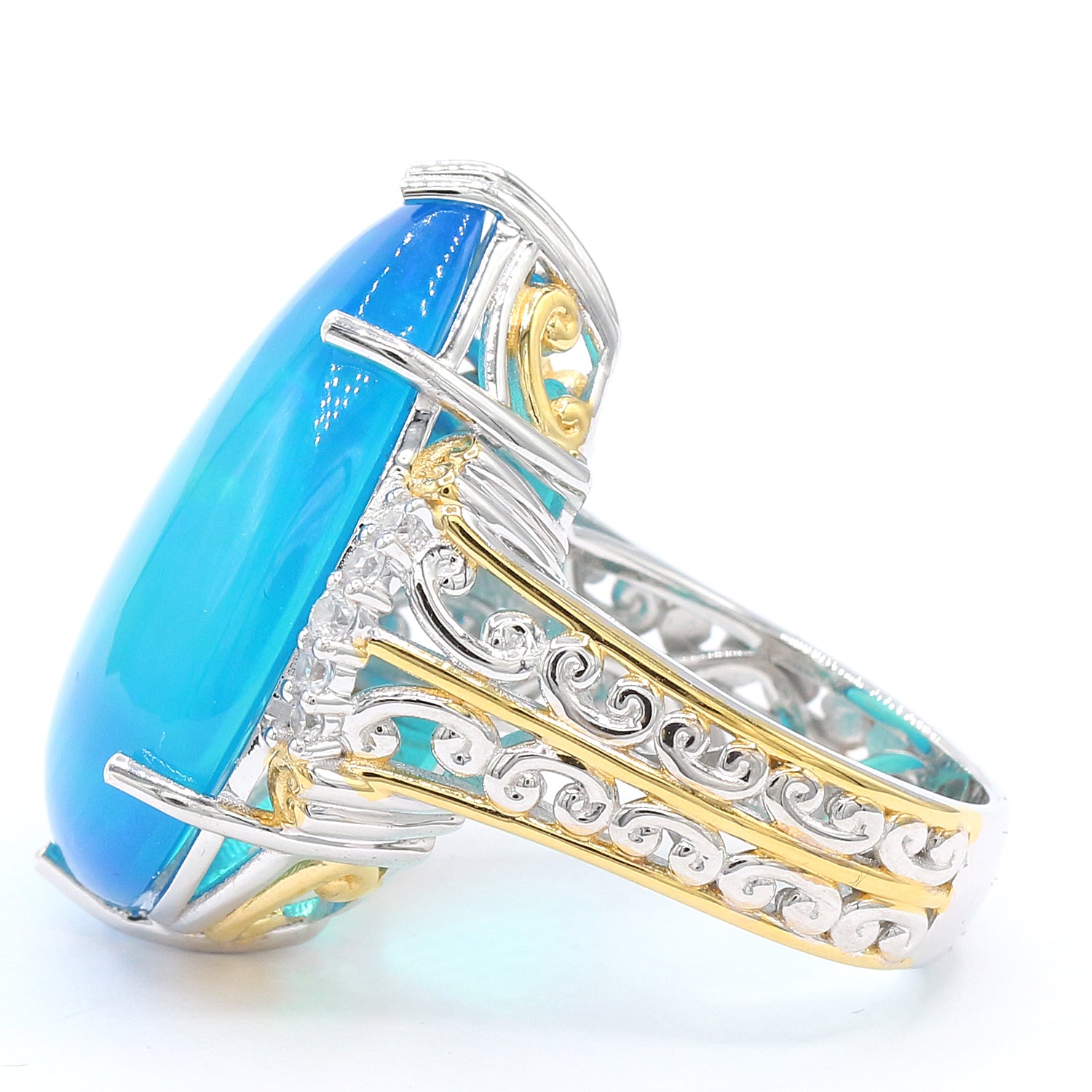 Limited Edition Gems en Vogue Luxe, One-of-a-Kind 20.41ctw Paraiba Opal & White Zircon Ring