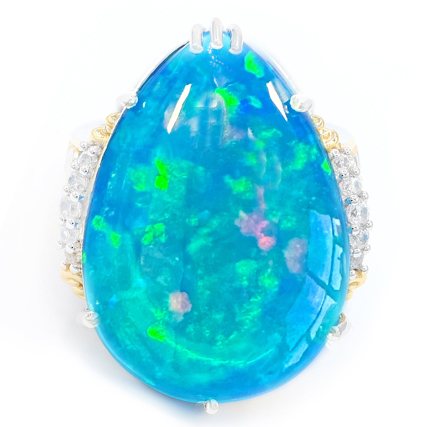 Limited Edition Gems en Vogue Luxe, One-of-a-Kind 20.41ctw Paraiba Opal & White Zircon Ring