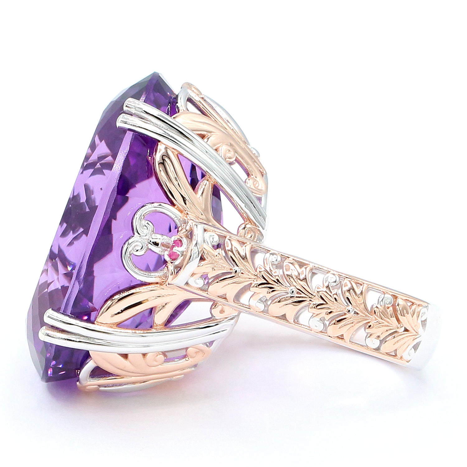 Limited Edition Gems en Vogue 58.38ctw Choice of Cut Namibian Amethyst & Ruby Honker Ring