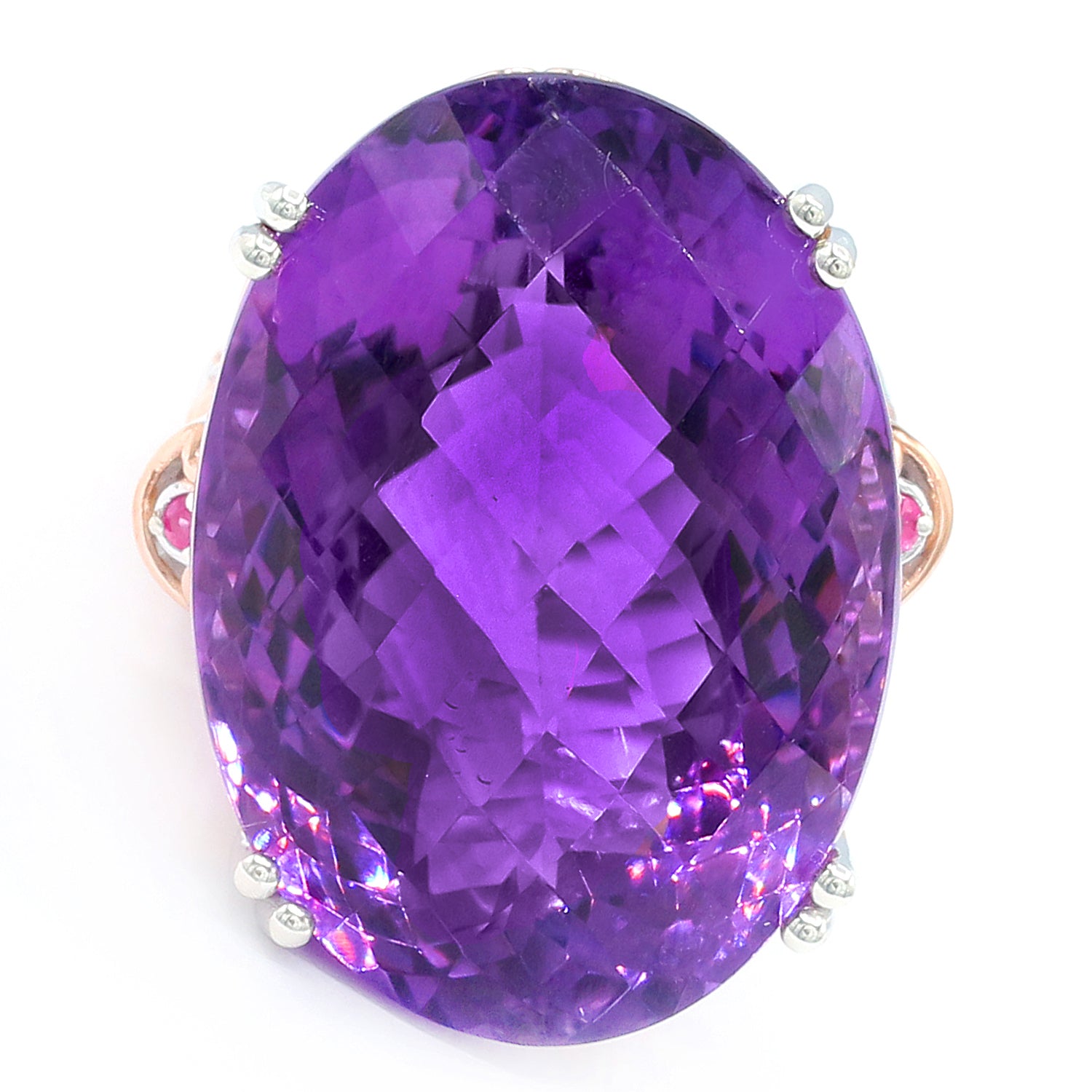 Limited Edition Gems en Vogue 58.38ctw Choice of Cut Namibian Amethyst & Ruby Honker Ring