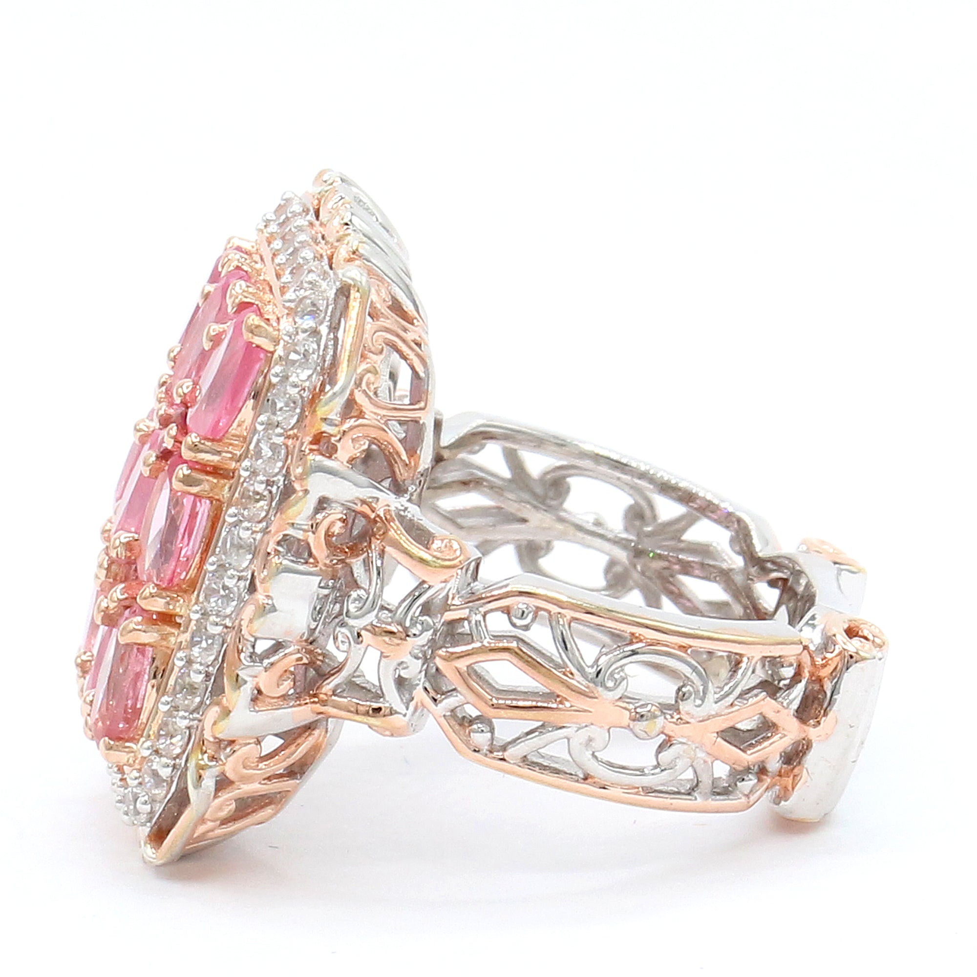 Gems en Vogue One-of-a-Kind 18K Palladium Silver 3.05ctw Tanzanian Pink Spinel & White Zircon Ring
