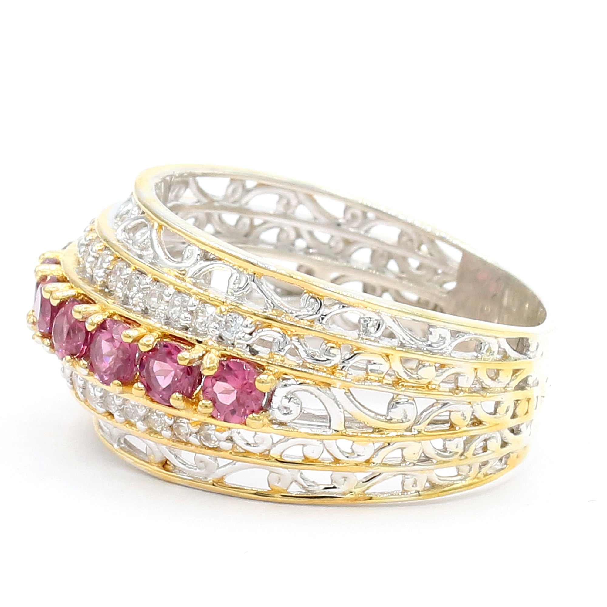 Gems en Vogue One-of-a-Kind 1.86ctw Rose Garnet & White Zircon Band Ring