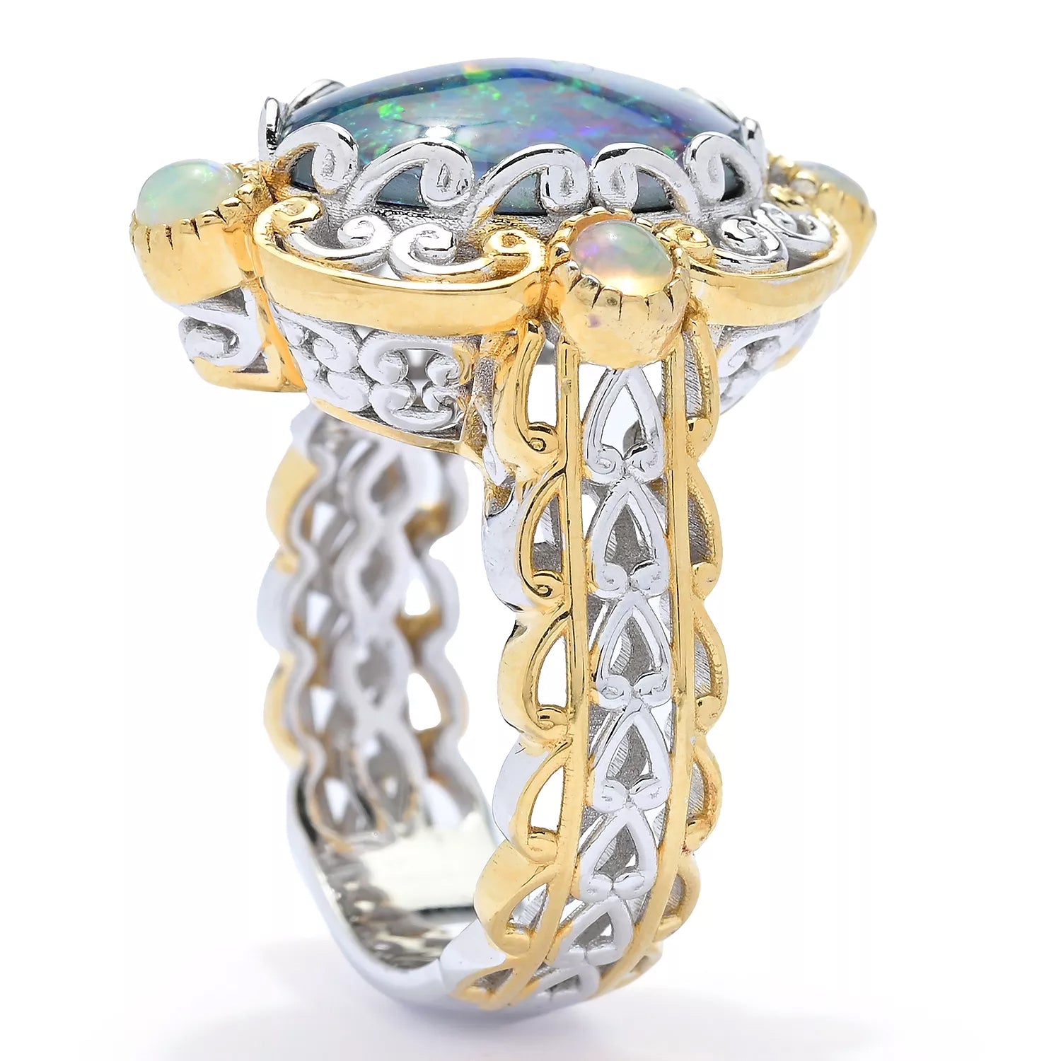 Gems en Vogue Australian Opal Triplet & Ethiopian Opal Ring