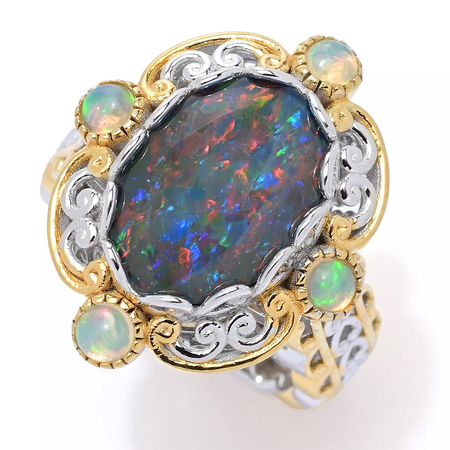 Gems en Vogue Australian Opal Triplet & Ethiopian Opal Ring