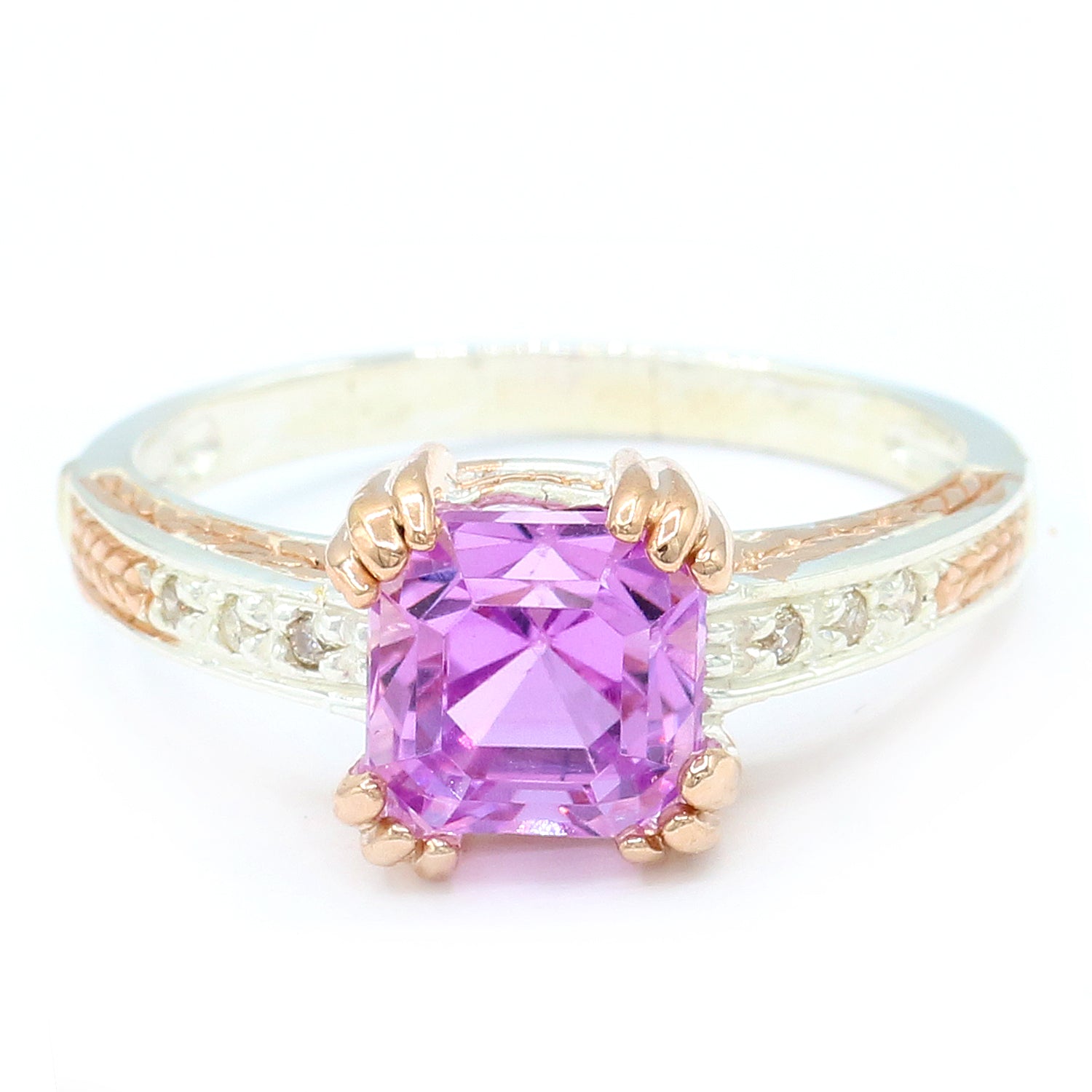 Michael's Originals One-of-a-kind 4.06ctw Asscher Cut Kunzite & Diamond Ring