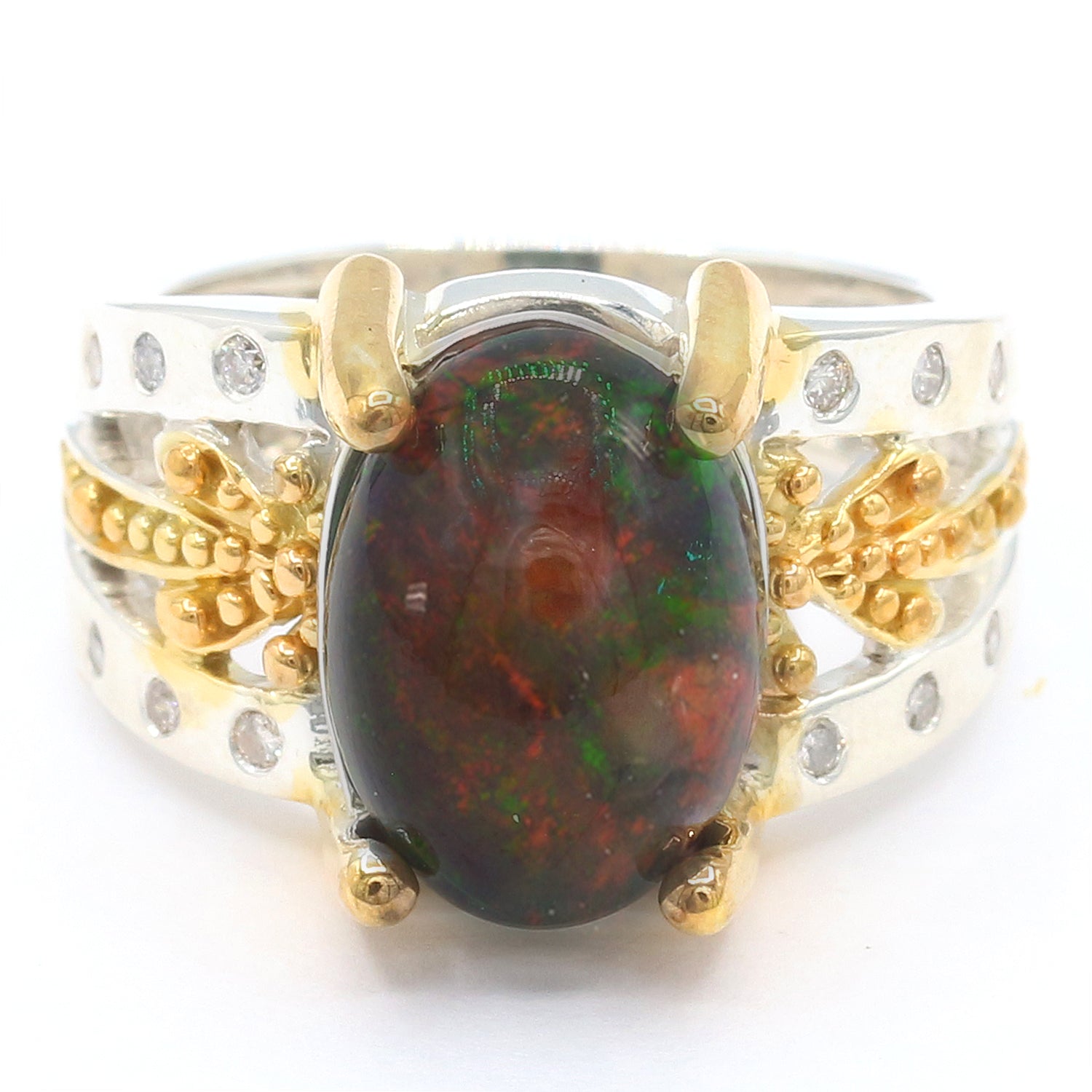 Michael's Originals One-of-a-kind Black Opal & Diamond Ring