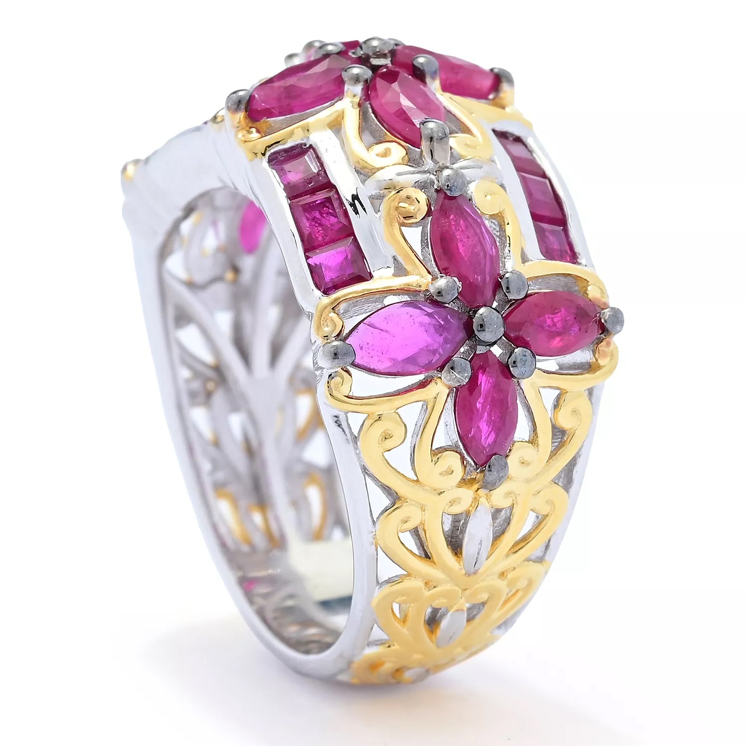 Gems en Vogue 2.77ctw Marquise & Square Ruby Band Ring