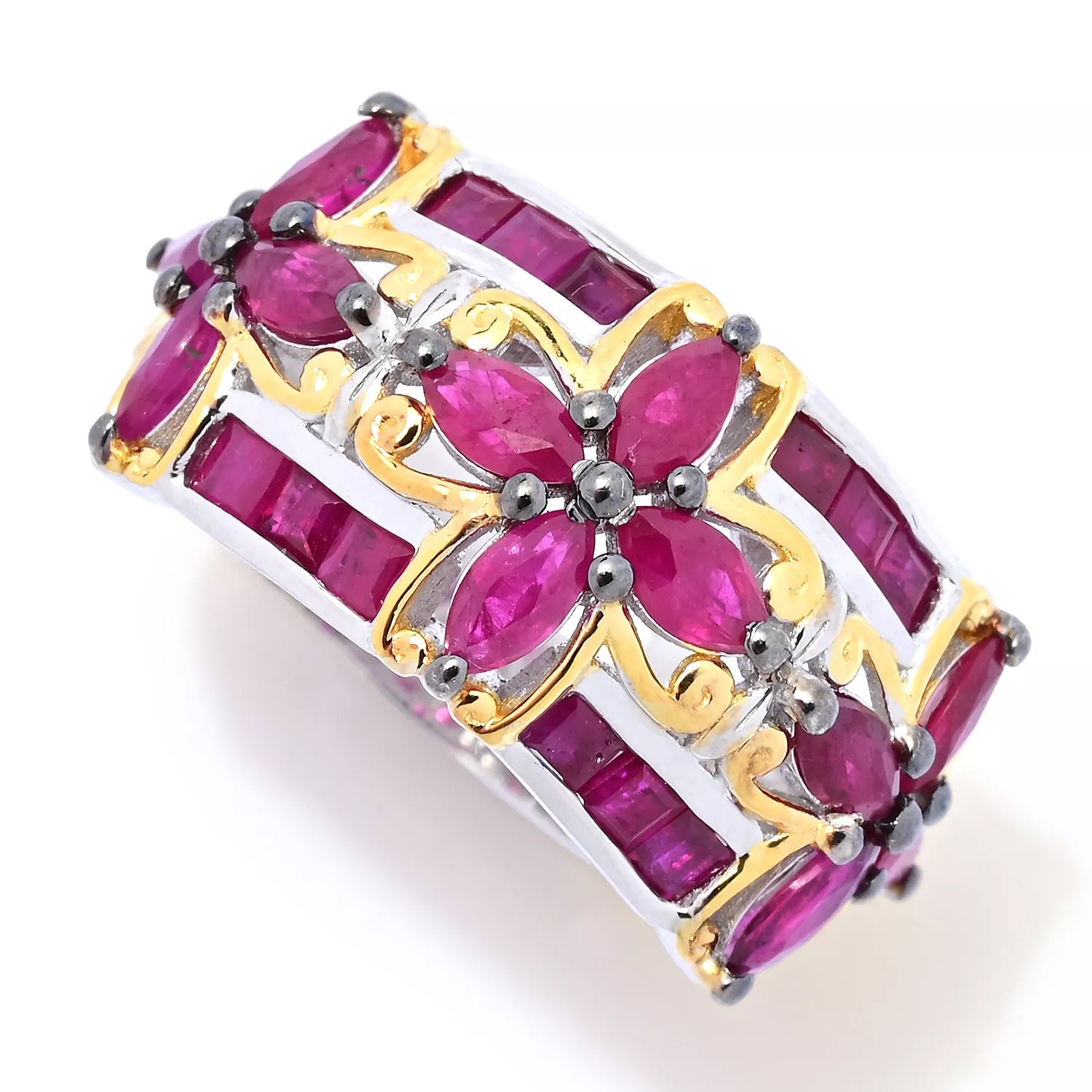 Gems en Vogue 2.77ctw Marquise & Square Ruby Band Ring