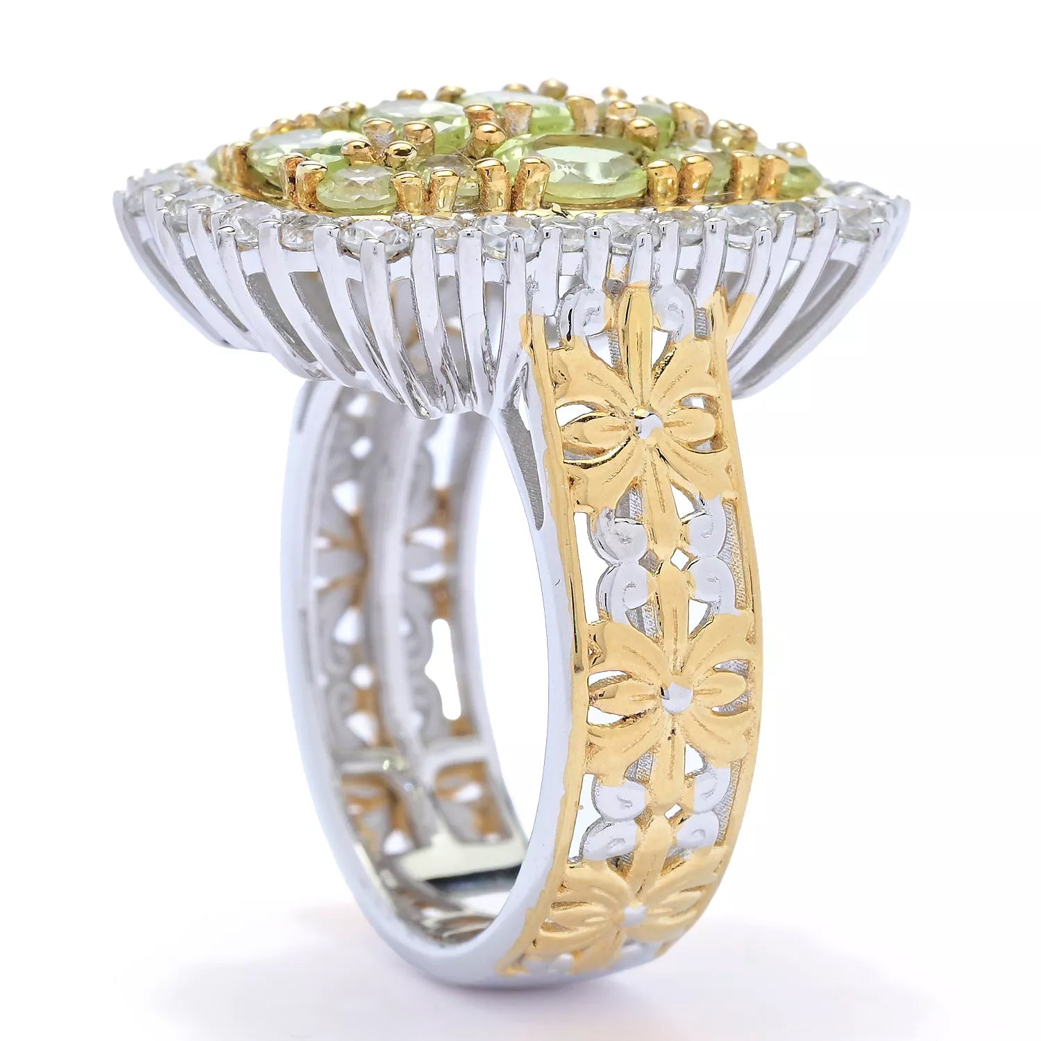 Gems en Vogue 3.67ctw Chrysoberyl & White Zircon Ring