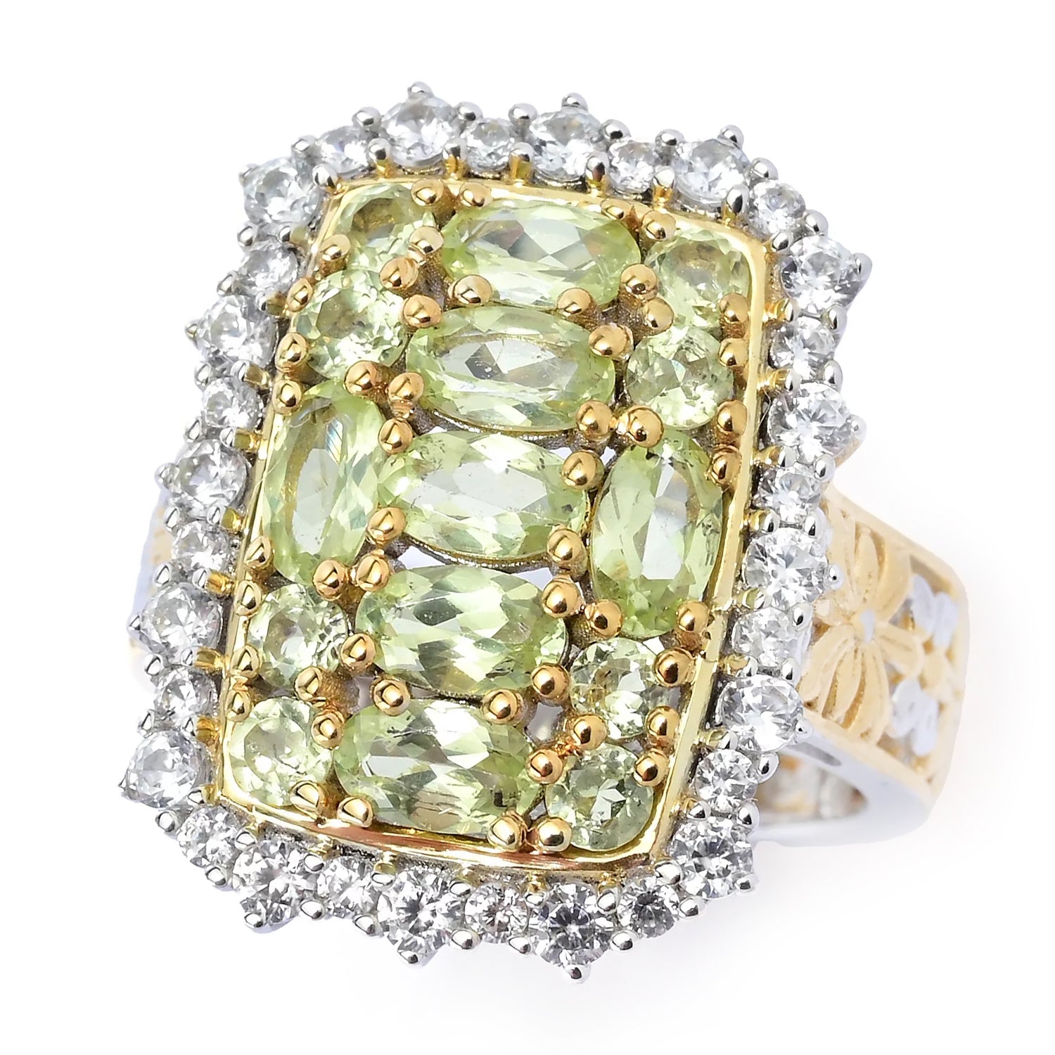 Gems en Vogue 3.67ctw Chrysoberyl & White Zircon Ring