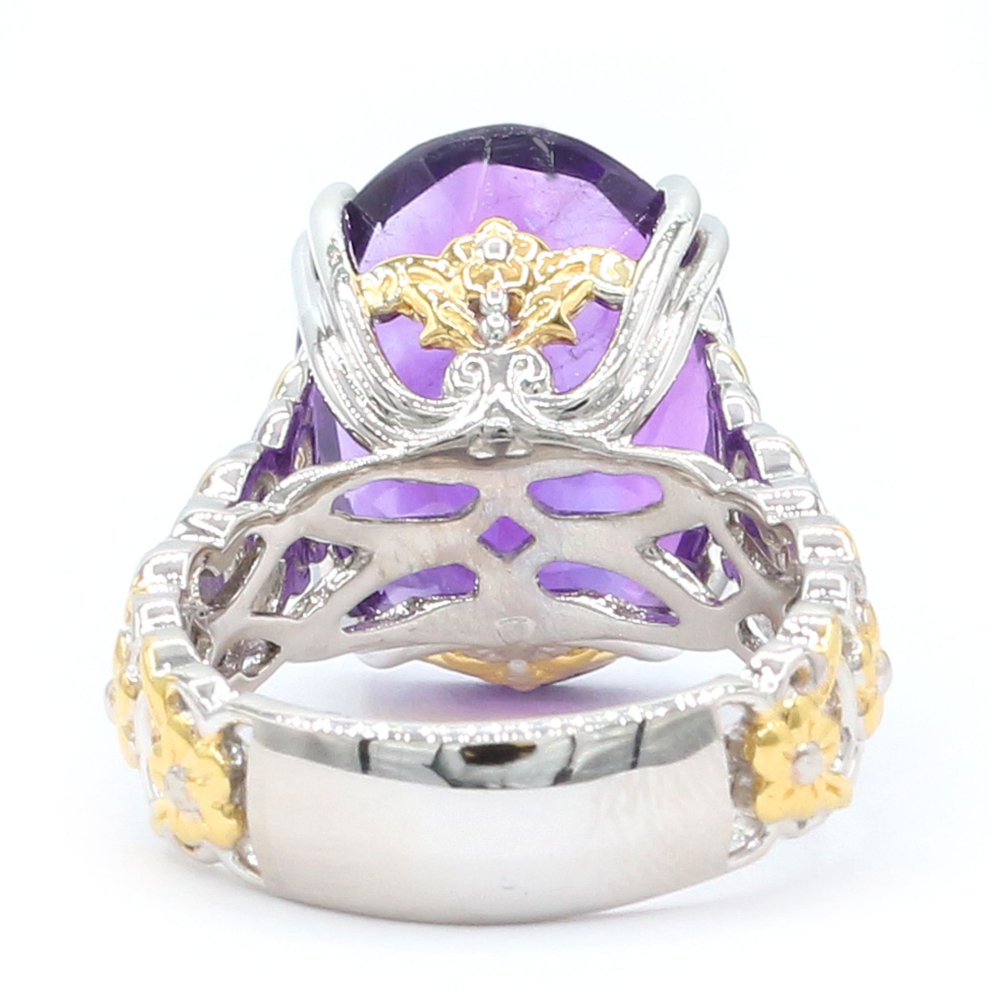 Bague Gems en Vogue en argent palladium 24 carats, améthyste de Tanzanie de 8,59 carats et zircon blanc