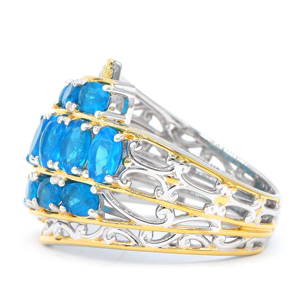 Gems en Vogue 24K Palladium Silver 3.34ctw Neon Apatite Ring