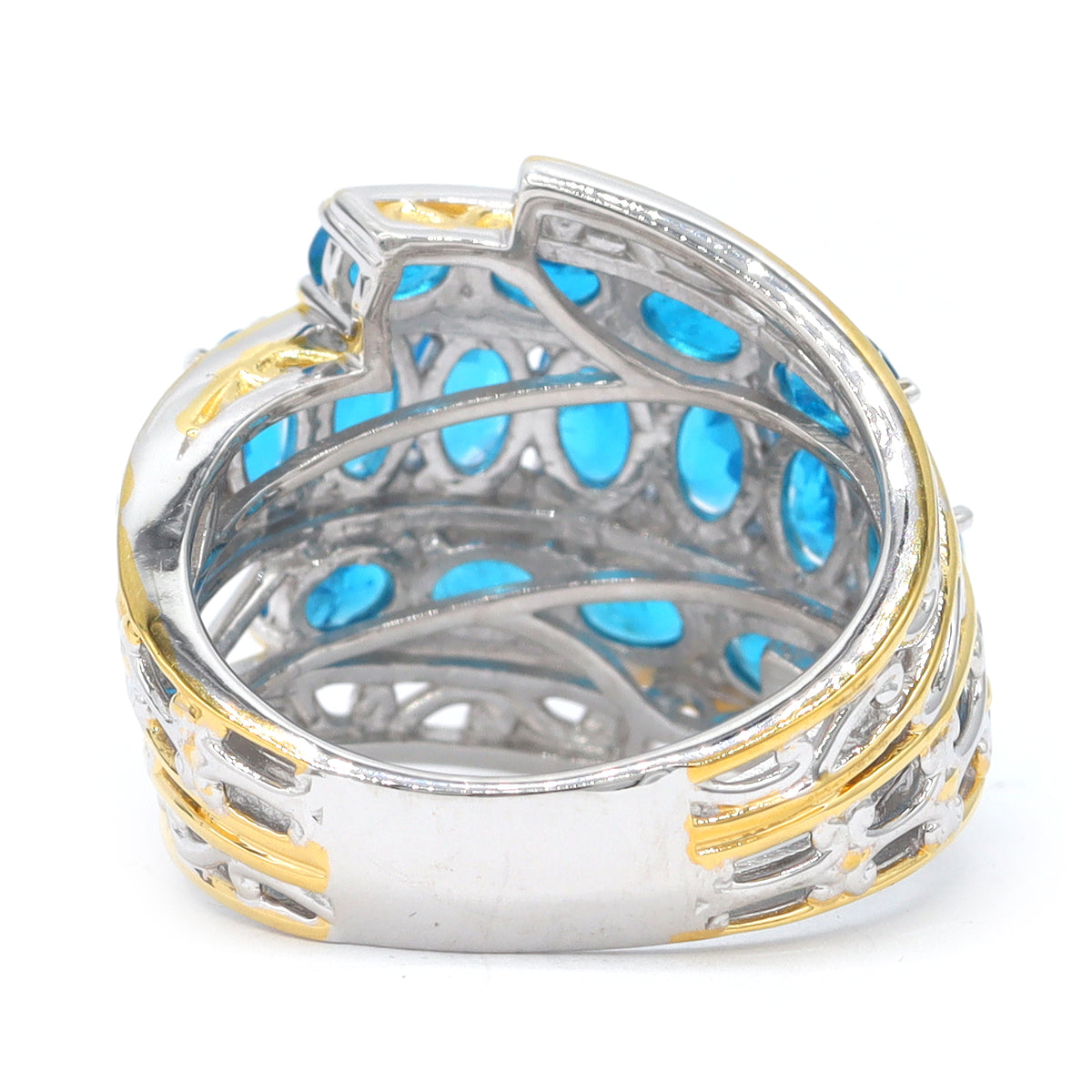 Bague Gems en Vogue Apatite Néon 2,41 carats et Zircon Blanc