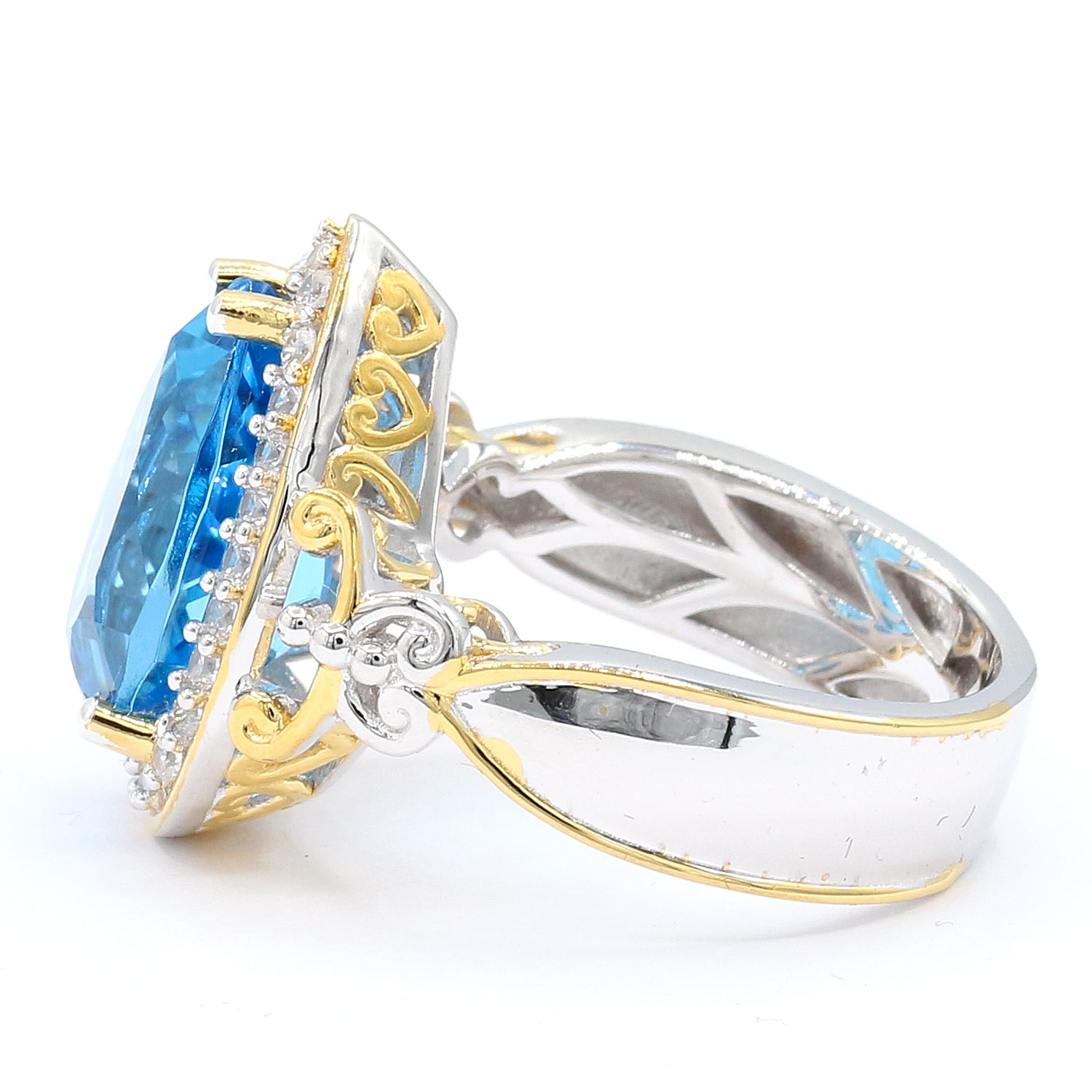 Limited Edition Gems en Vogue One-of-a-Kind 8.27ctw Super Swiss Blue Topaz & White Zircon Ring