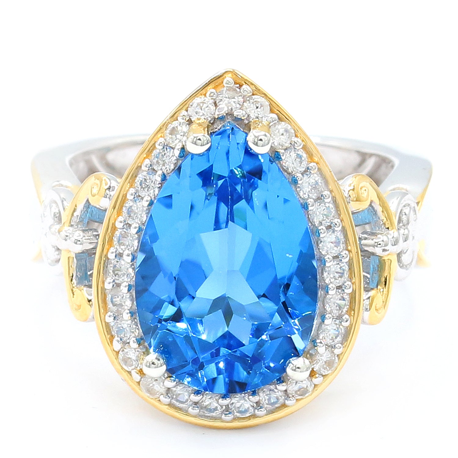 Limited Edition Gems en Vogue One-of-a-Kind 8.27ctw Super Swiss Blue Topaz & White Zircon Ring