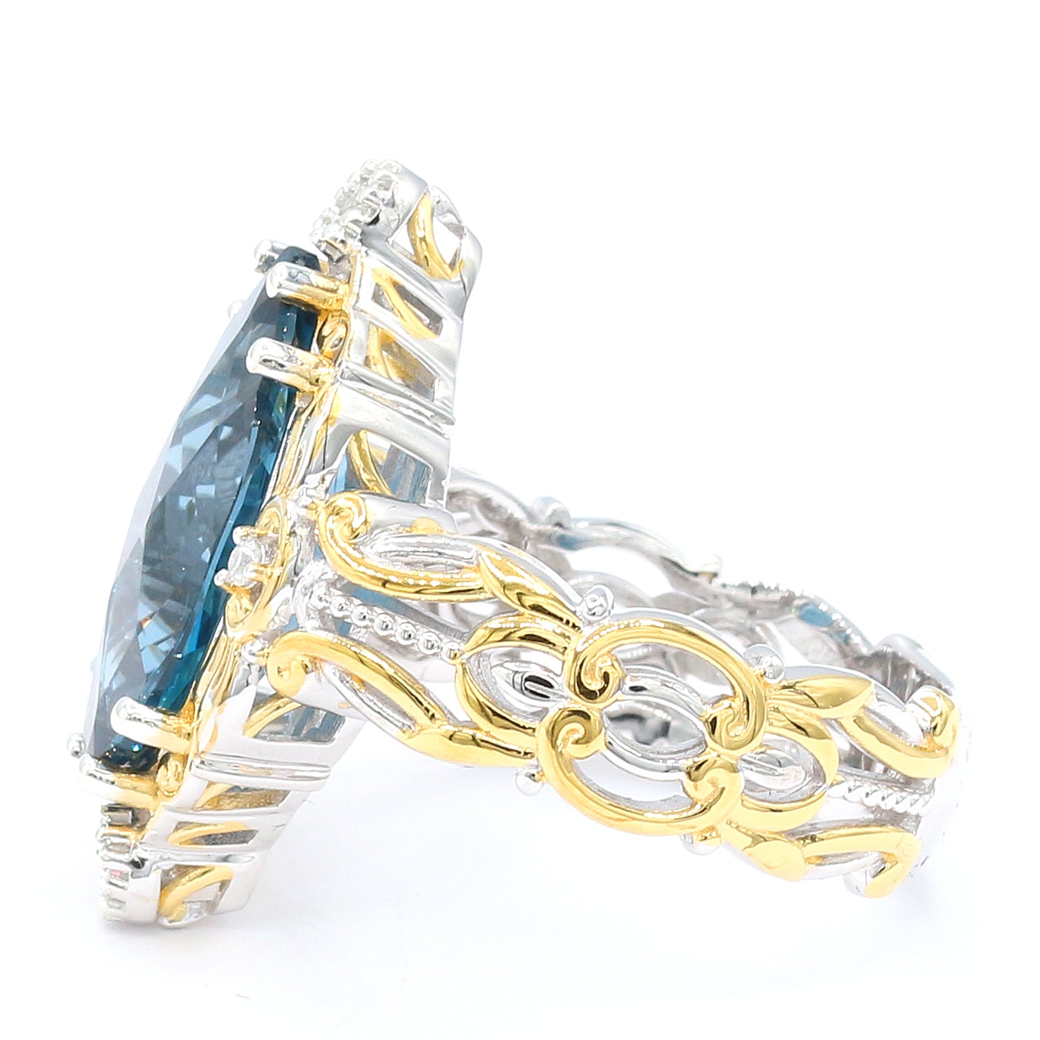 Limited Edition Gems en Vogue One-of-a-Kind 7.54ctw London Blue Topaz & White Zircon Ring