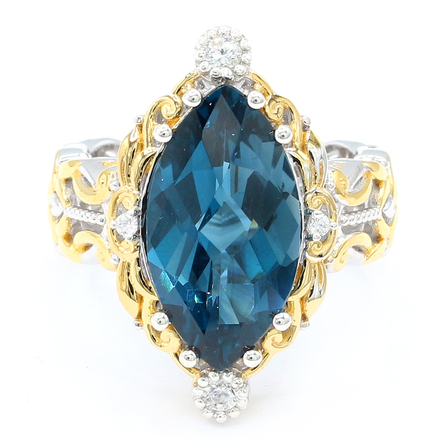 Limited Edition Gems en Vogue One-of-a-Kind 7.54ctw London Blue Topaz & White Zircon Ring